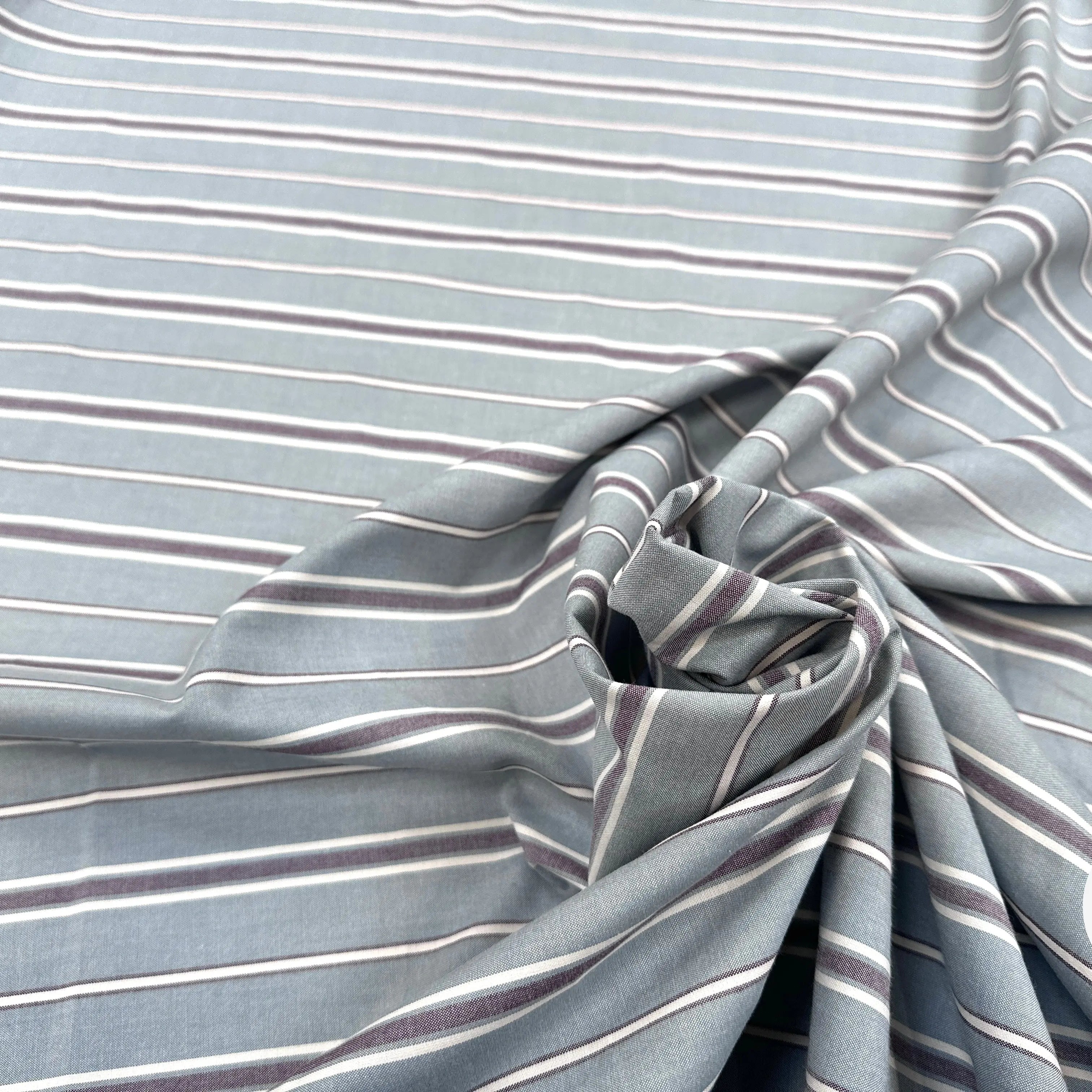 TISSU CHEMISE DE COTON RAYURES FOND VERT AMANDE MSO