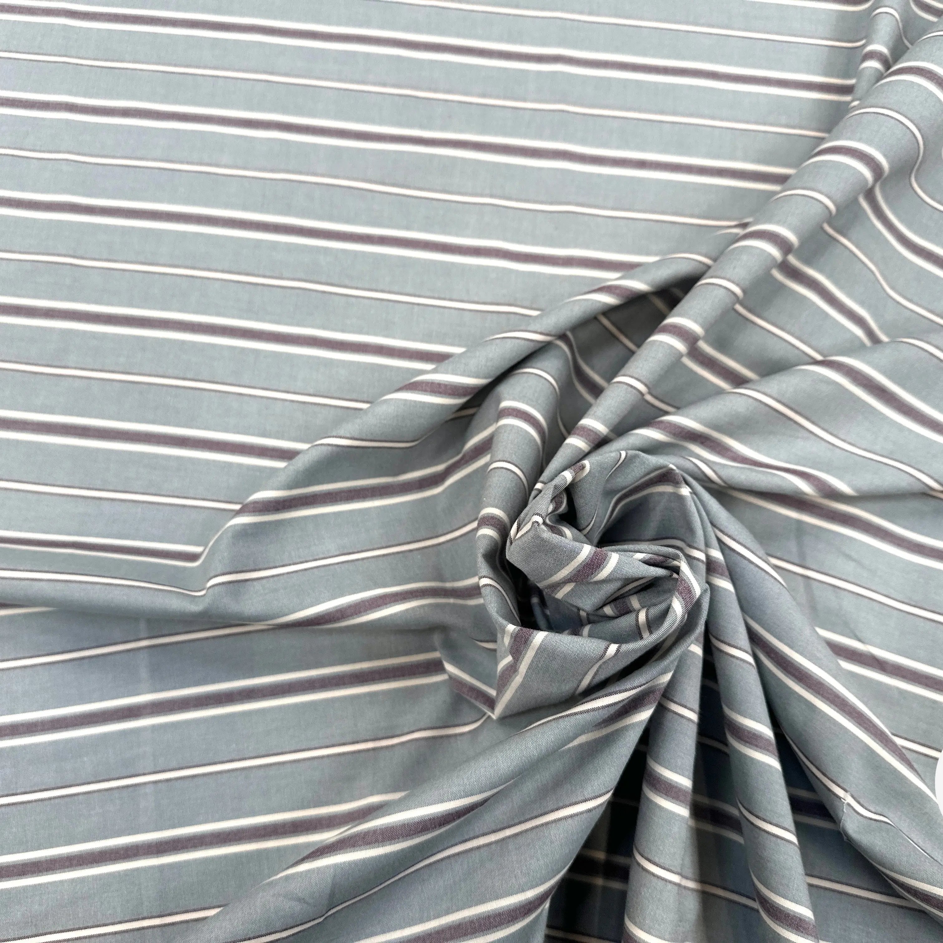 TISSU CHEMISE DE COTON RAYURES FOND VERT AMANDE MSO