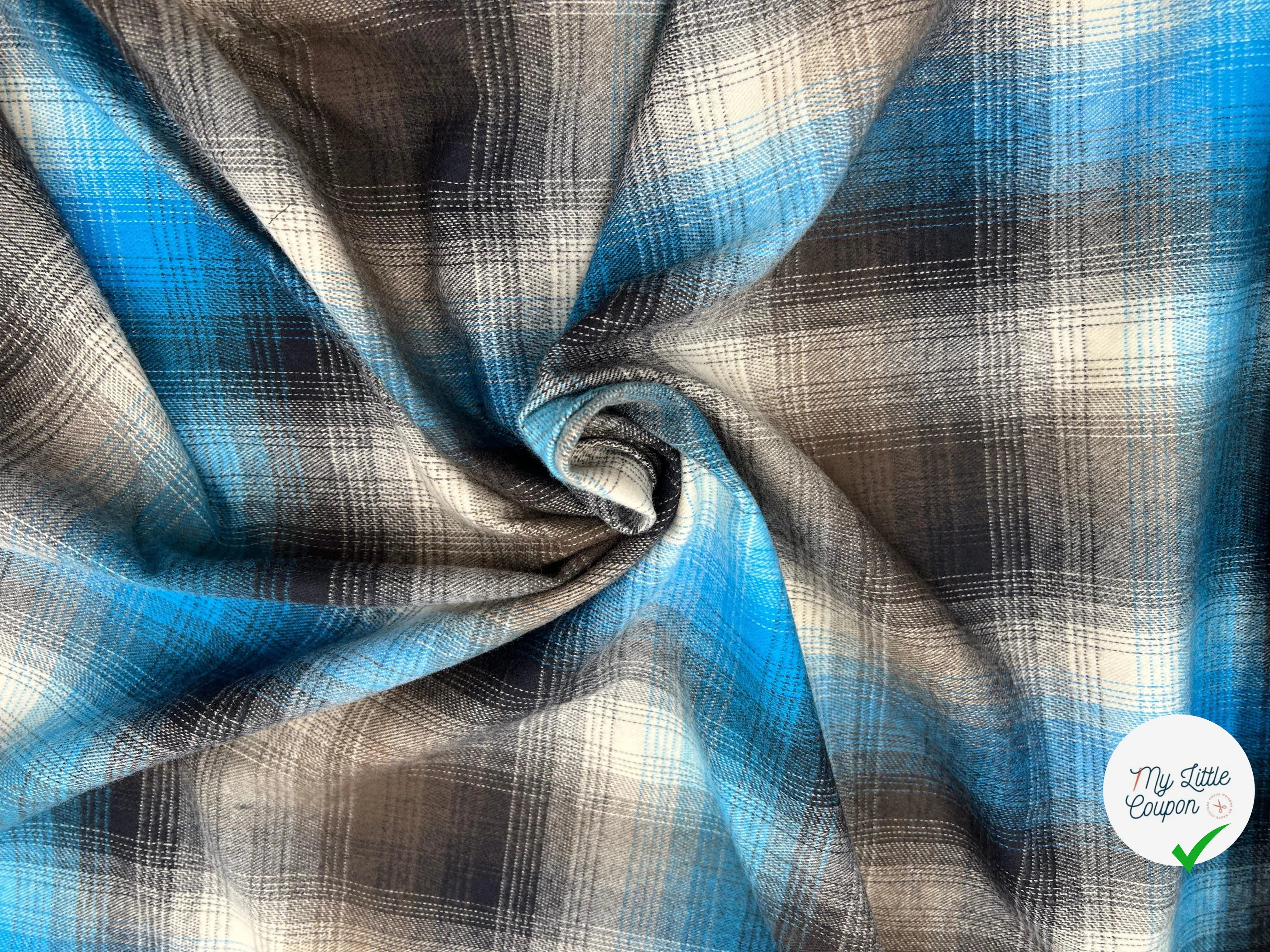 TISSU CHEMISE DUVETEUX CARREAUX COTON ITALIE - My Little Coupon - tissu - coudre