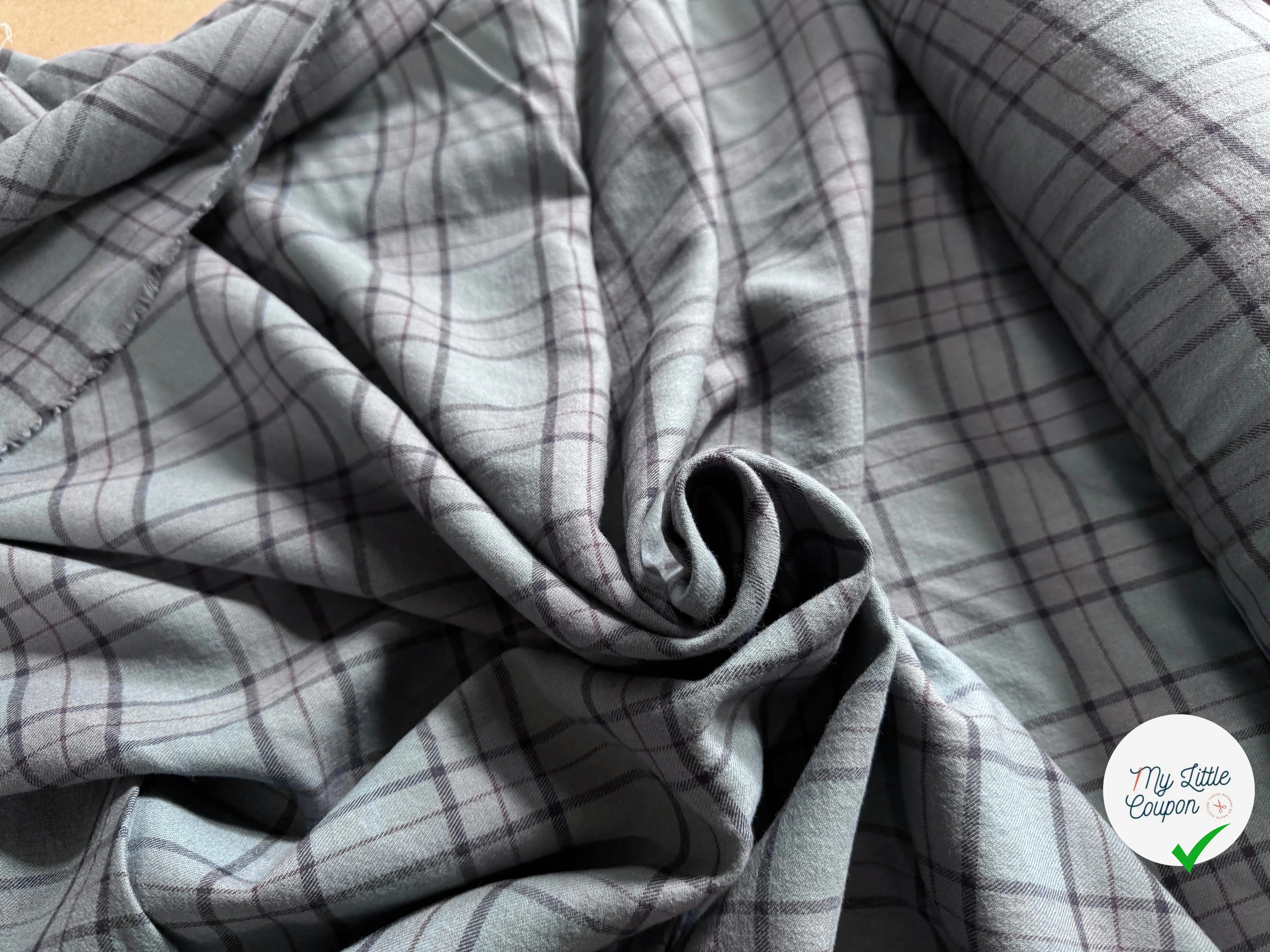 TISSU CHEMISE FLANELLETTE TRAPPEUR BLEU - My Little Coupon