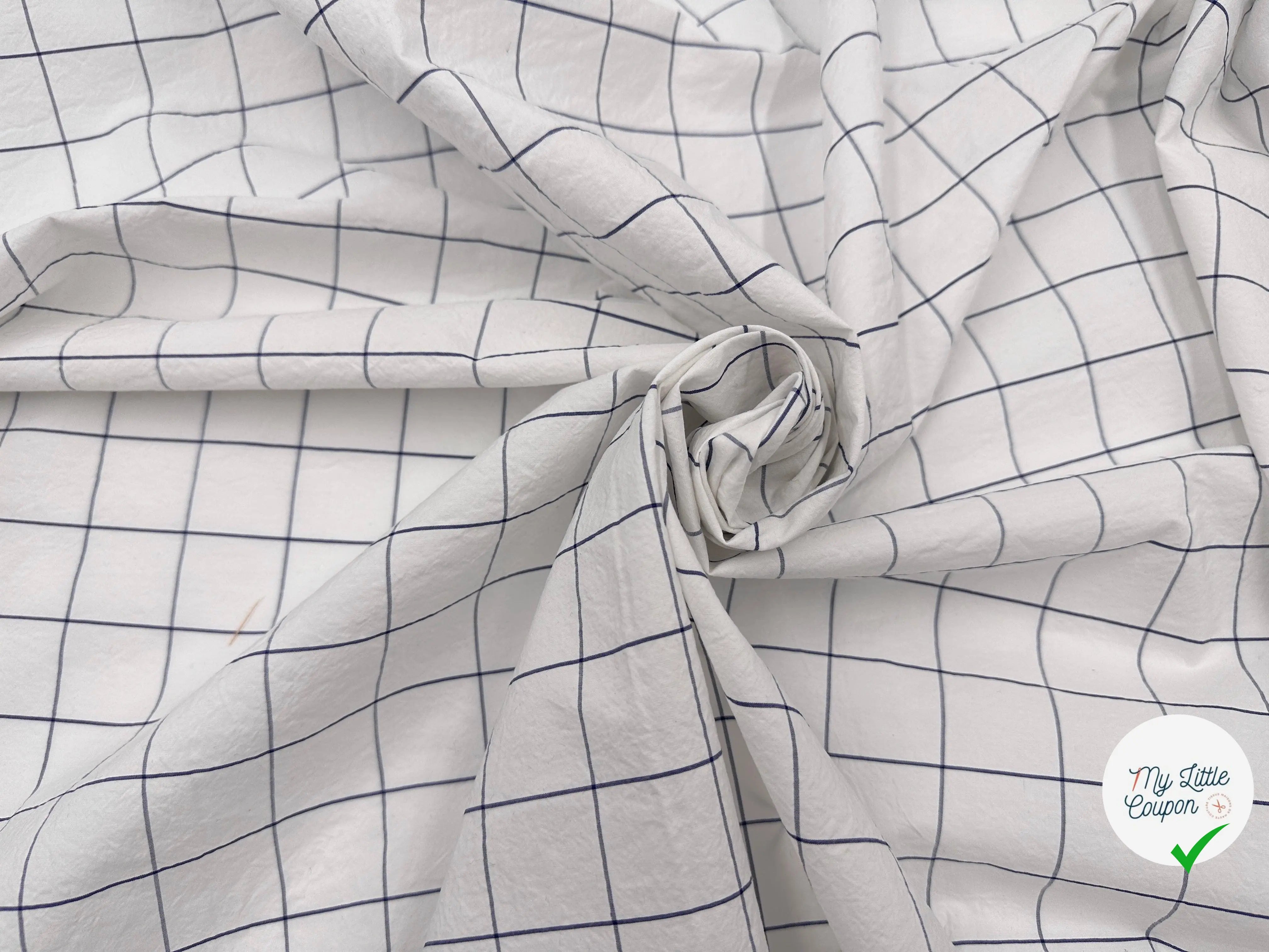 TISSU CHEMISE FROISSÉ CARREAUX BLEU ET BLANC - My Little Coupon - tissu - coudre