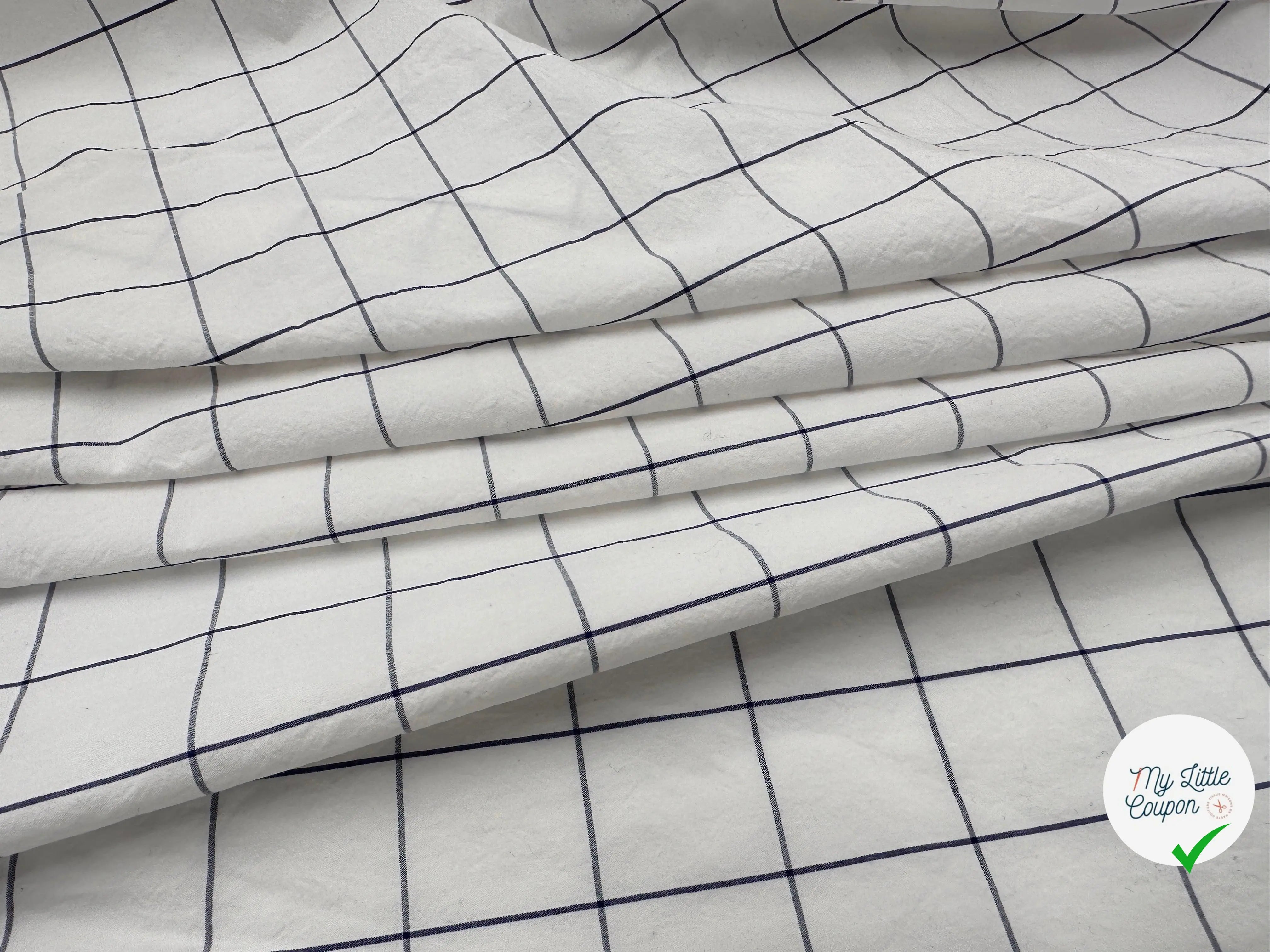 TISSU CHEMISE FROISSÉ CARREAUX BLEU ET BLANC - My Little Coupon - tissu - coudre