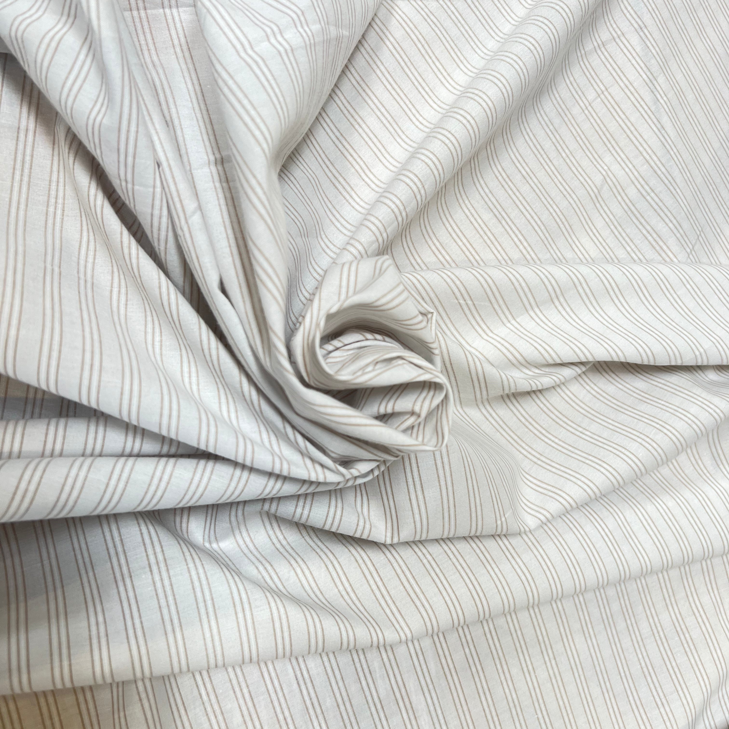 TISSU CHEMISE LÉGÈREMENT DUVETEUX RAYURES MADE IN PORTUGAL - My Little Coupon