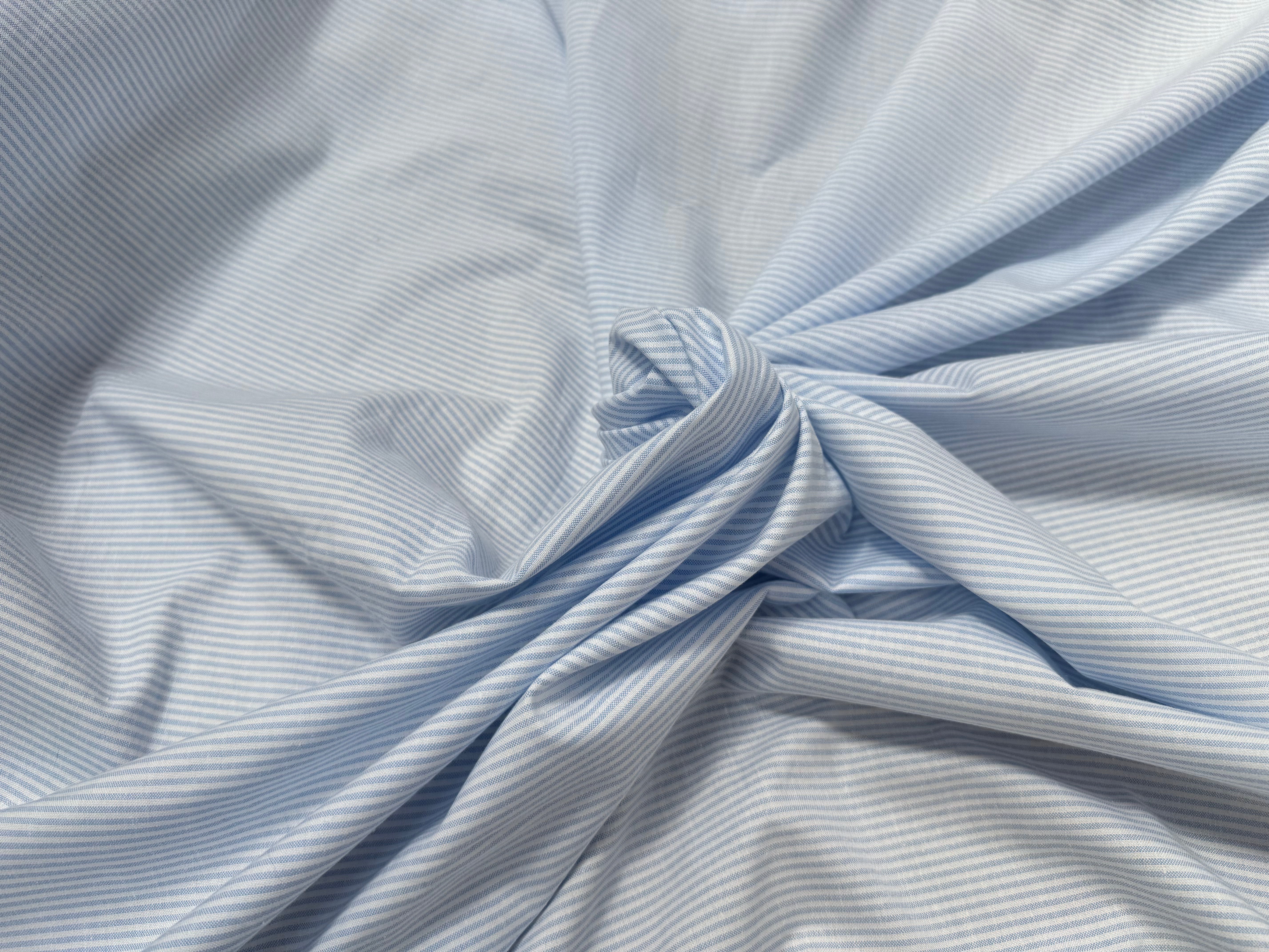TISSU CHEMISE OXFORD COTON À RAYURES BLEU ET BLANC - My Little Coupon