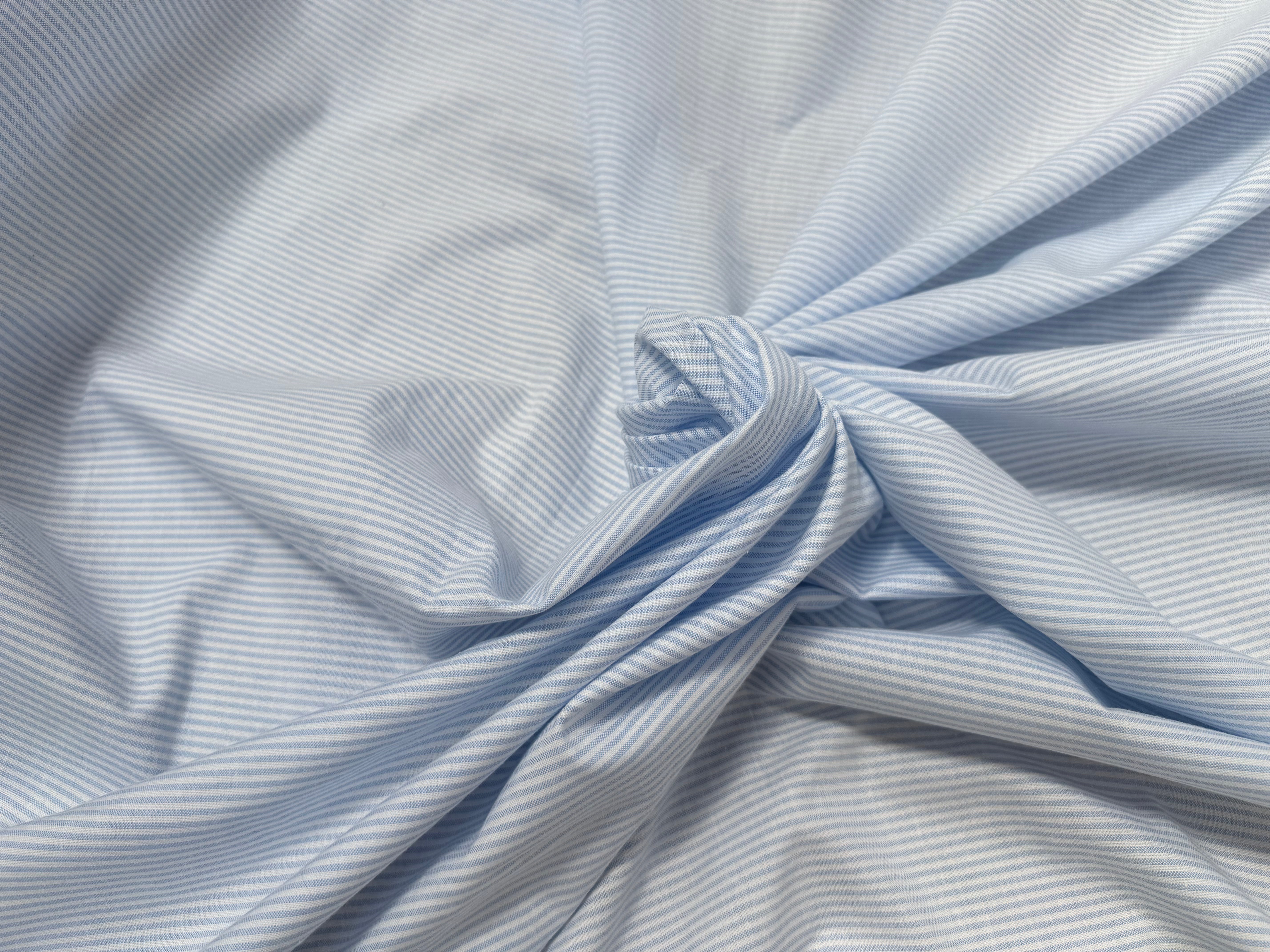 TISSU CHEMISE OXFORD COTON À RAYURES BLEU ET BLANC - My Little Coupon