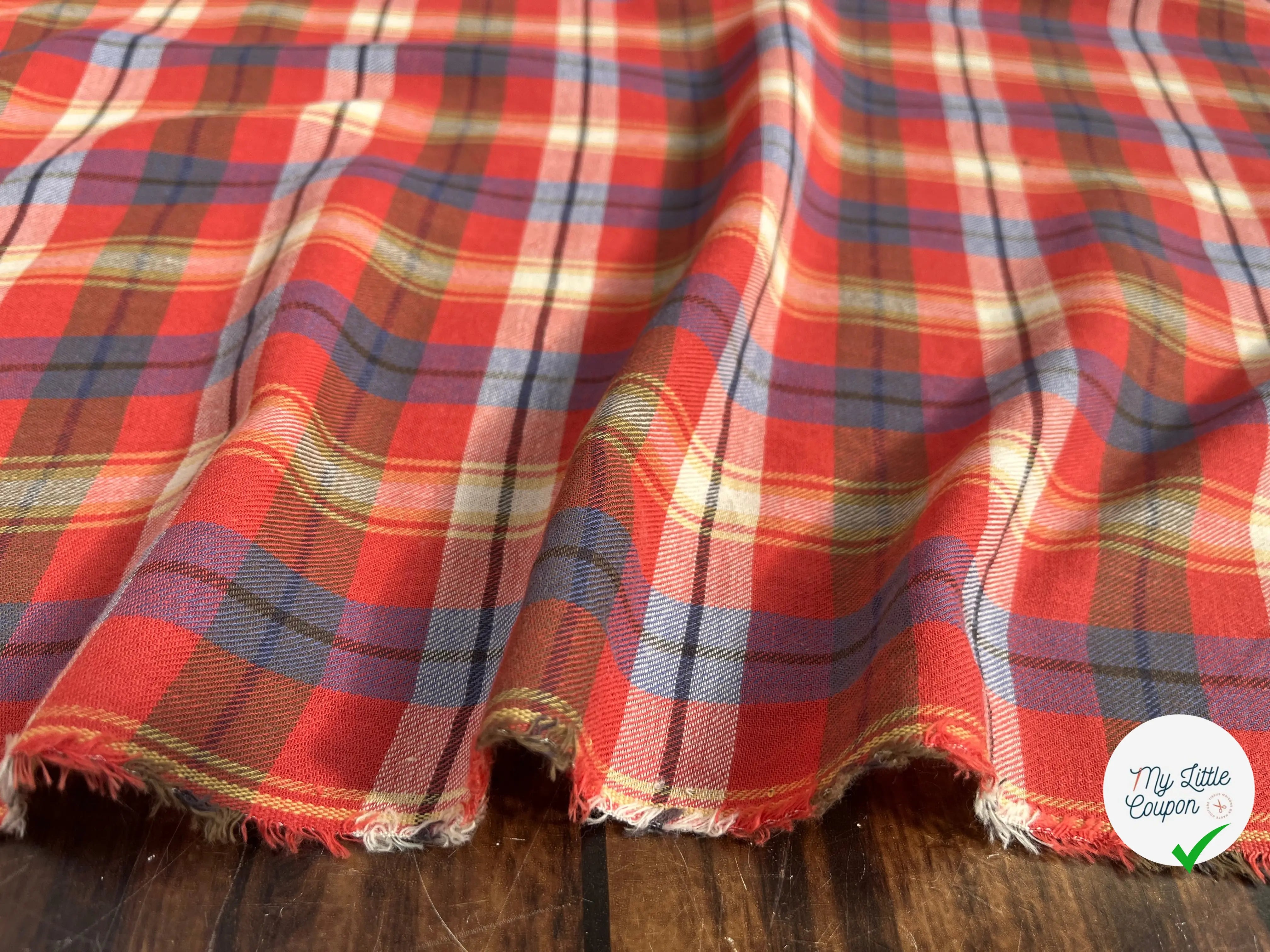 TISSU CHEMISE TRAPPEUR CARREAUX MULTICOLORES - My Little Coupon