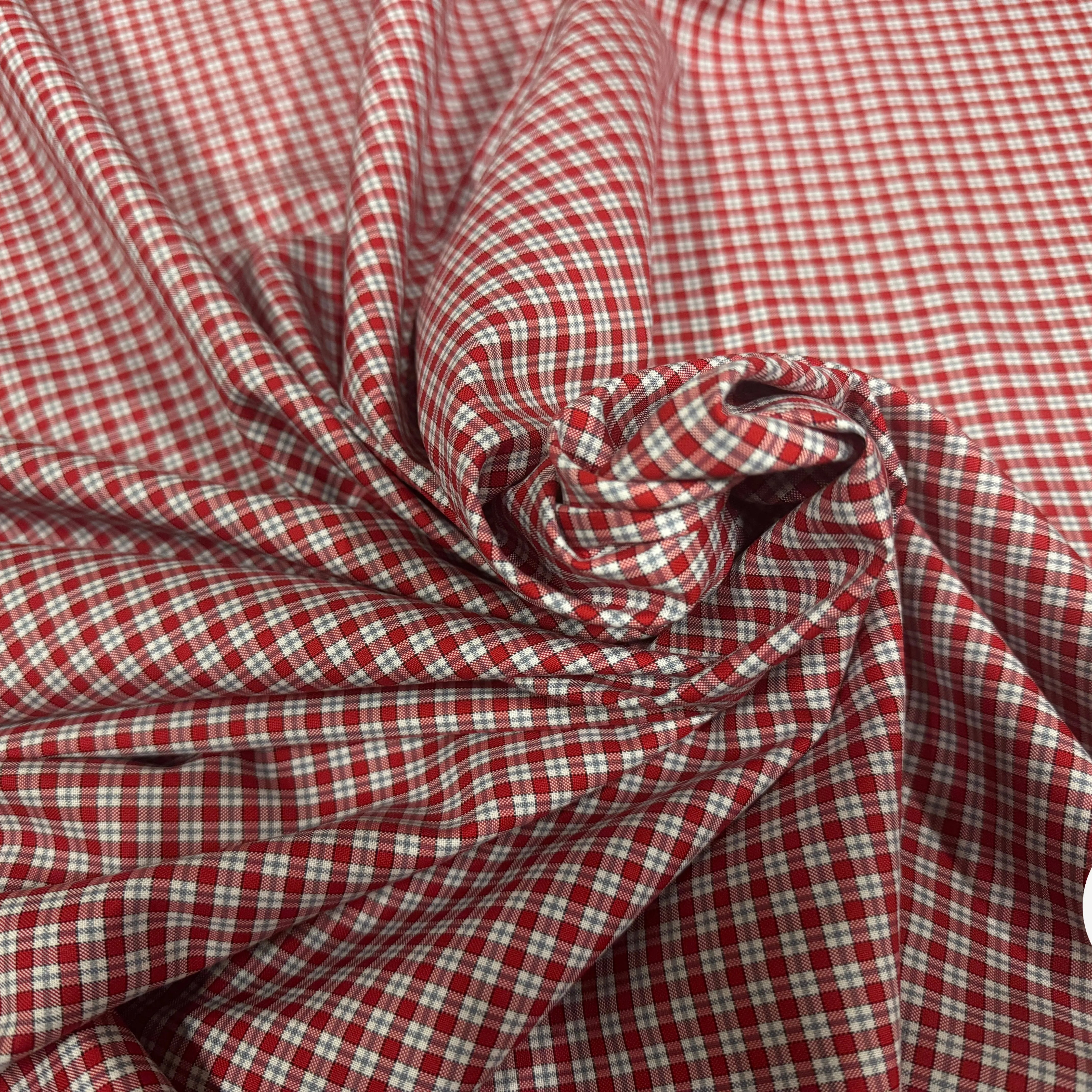 TISSU CHEMISE TWILL DE COTON ROUGE & BLANC - My Little Coupon
