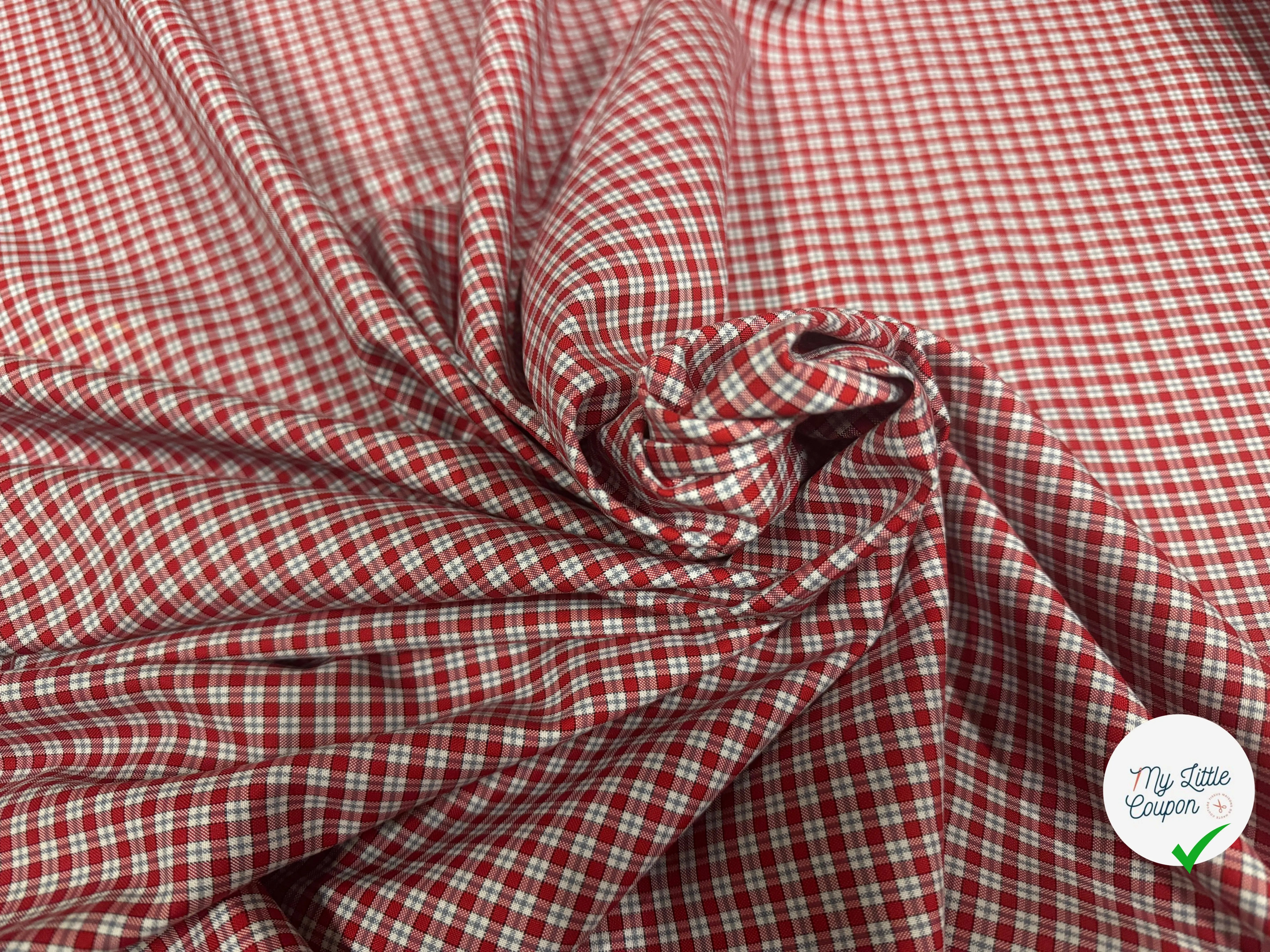 TISSU CHEMISE TWILL DE COTON ROUGE & BLANC - My Little Coupon