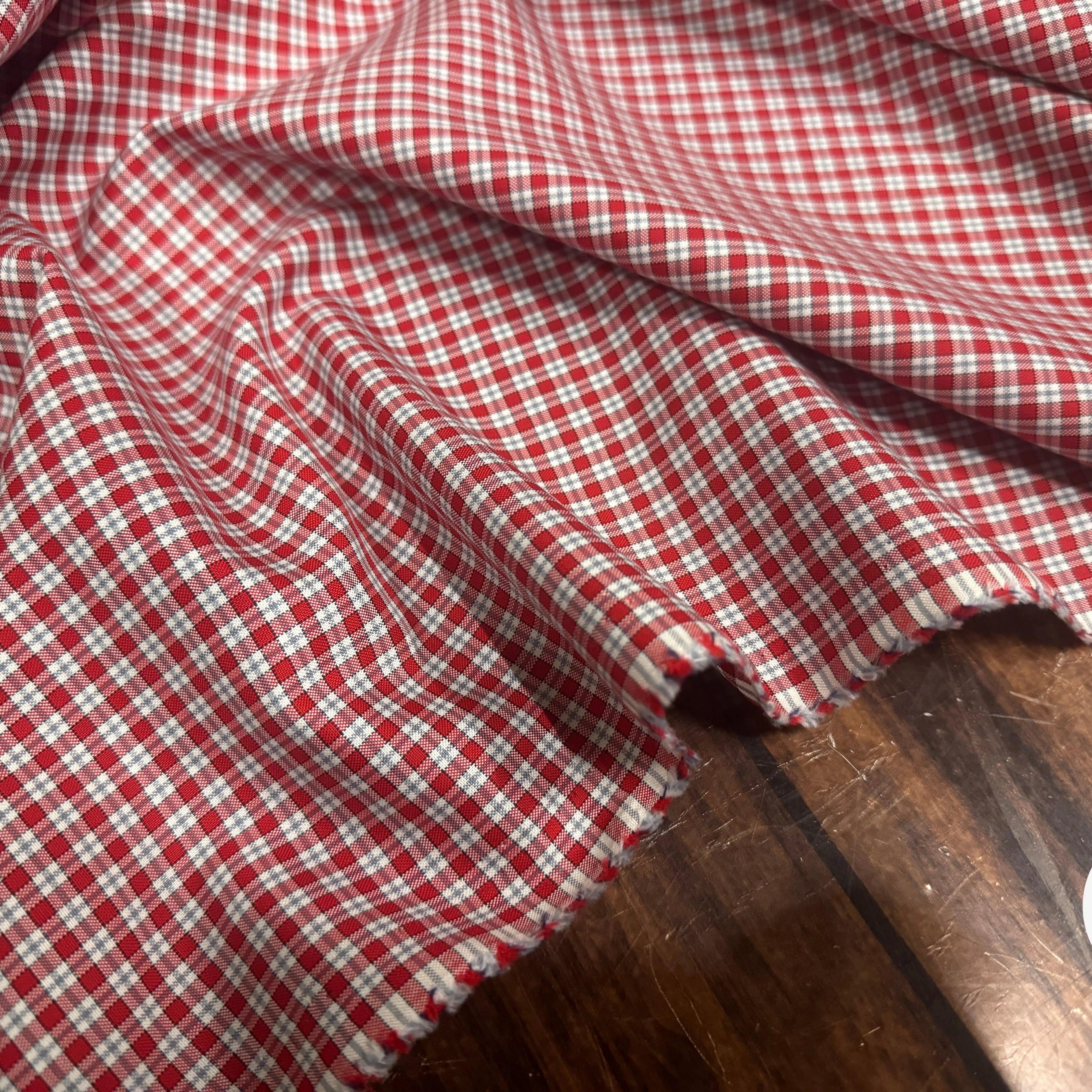 TISSU CHEMISE TWILL DE COTON ROUGE & BLANC - My Little Coupon