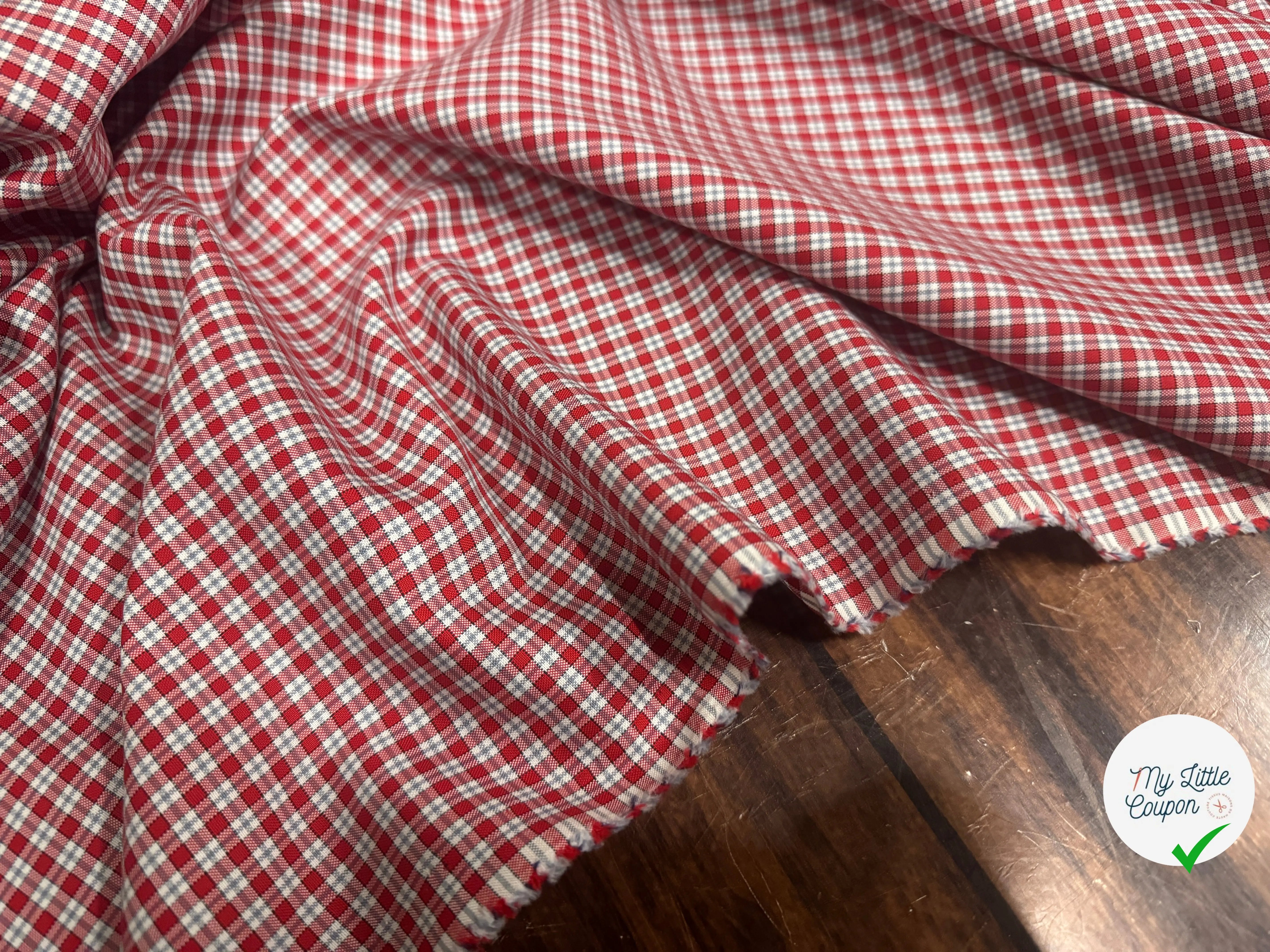 TISSU CHEMISE TWILL DE COTON ROUGE & BLANC - My Little Coupon