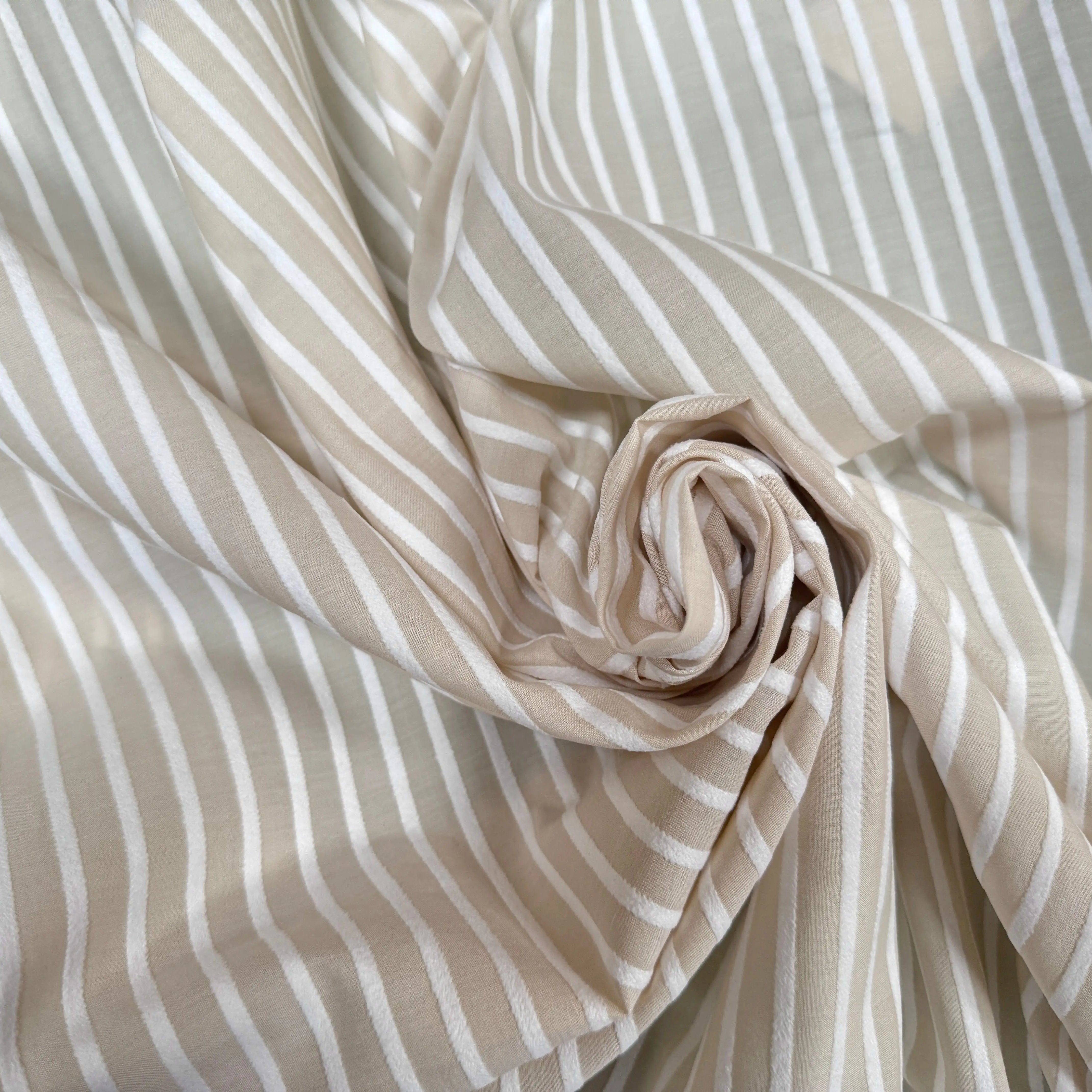 TISSU COTON CREME À RAYURES DUVETEUSES - My Little Coupon