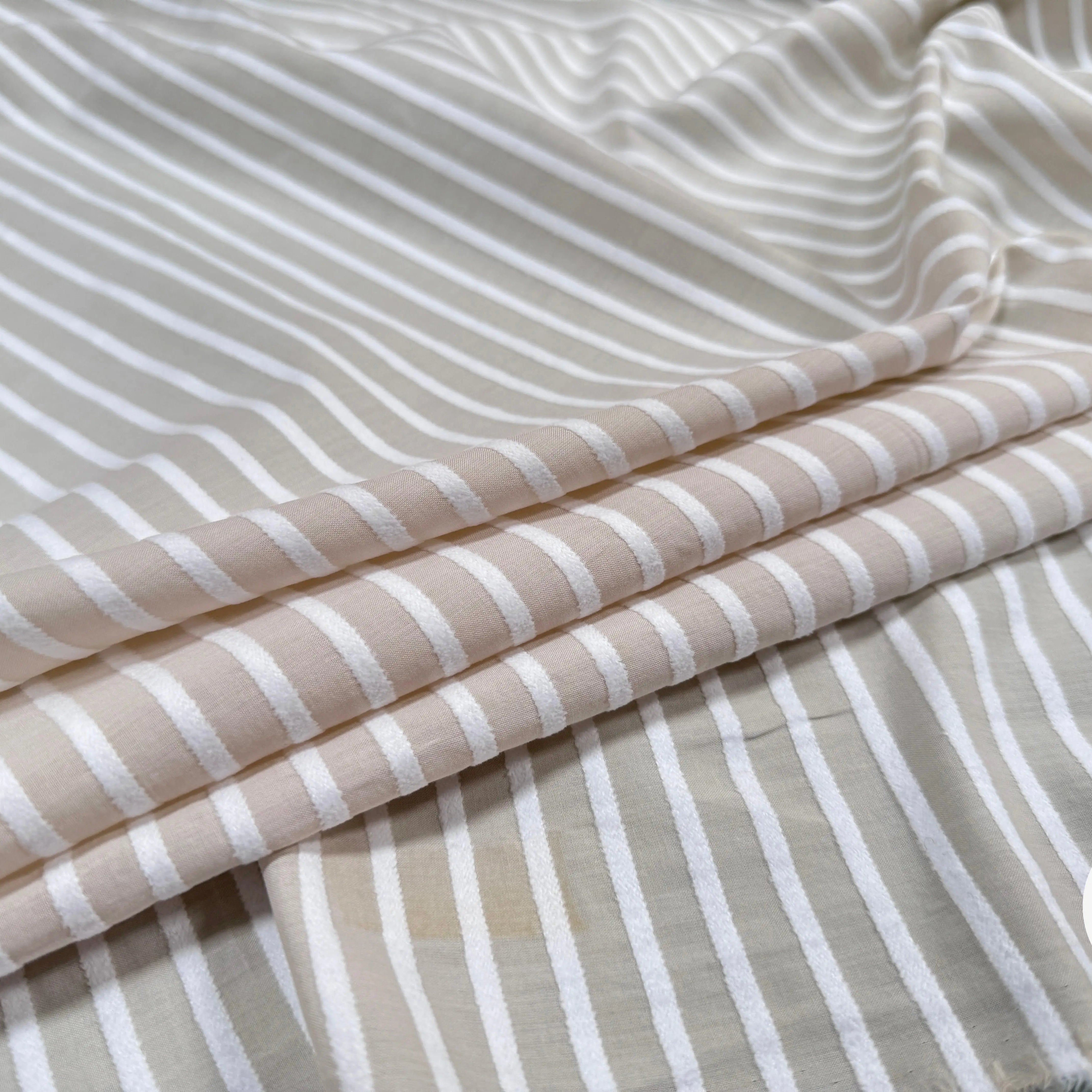 TISSU COTON CREME À RAYURES DUVETEUSES - My Little Coupon