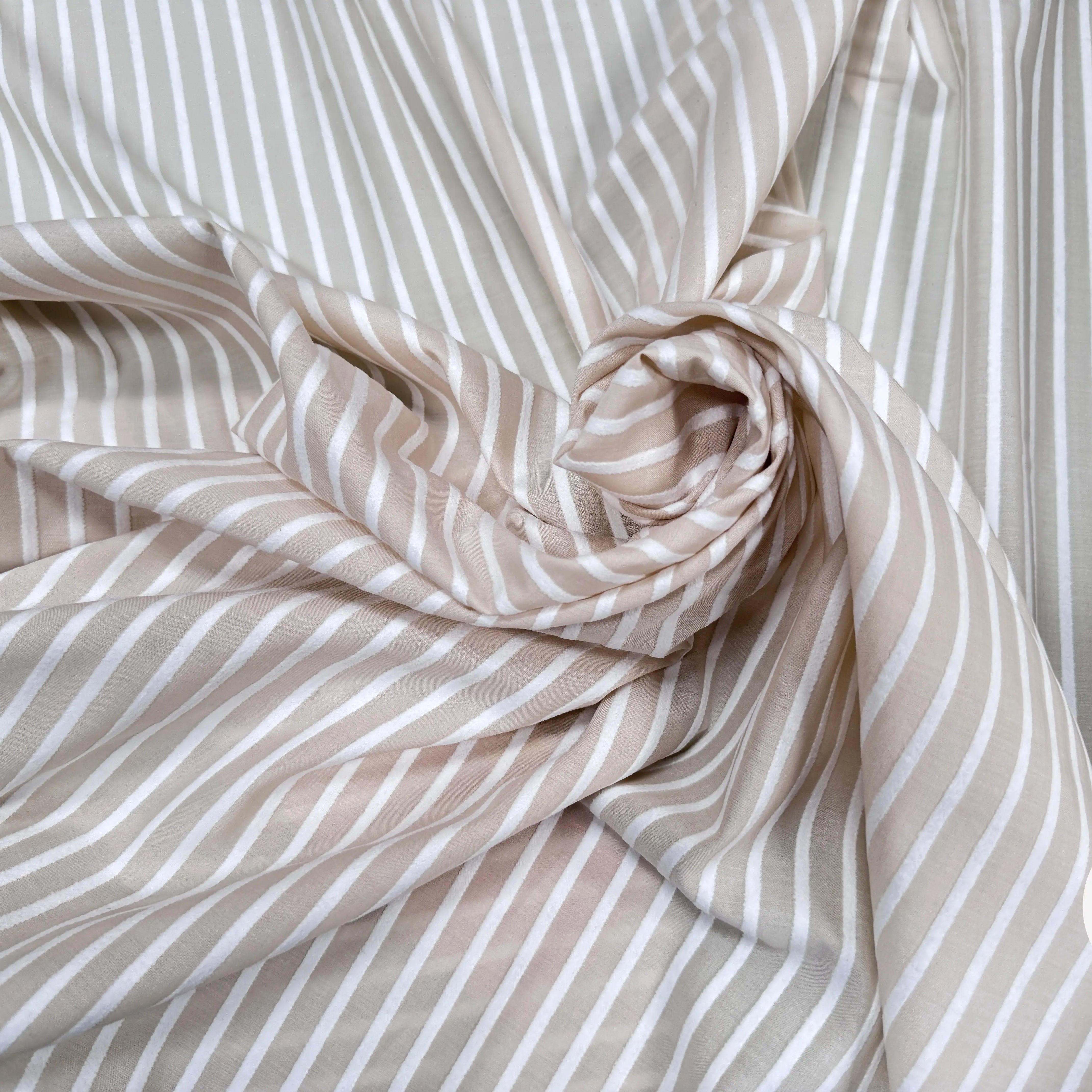 TISSU COTON CREME À RAYURES DUVETEUSES - My Little Coupon