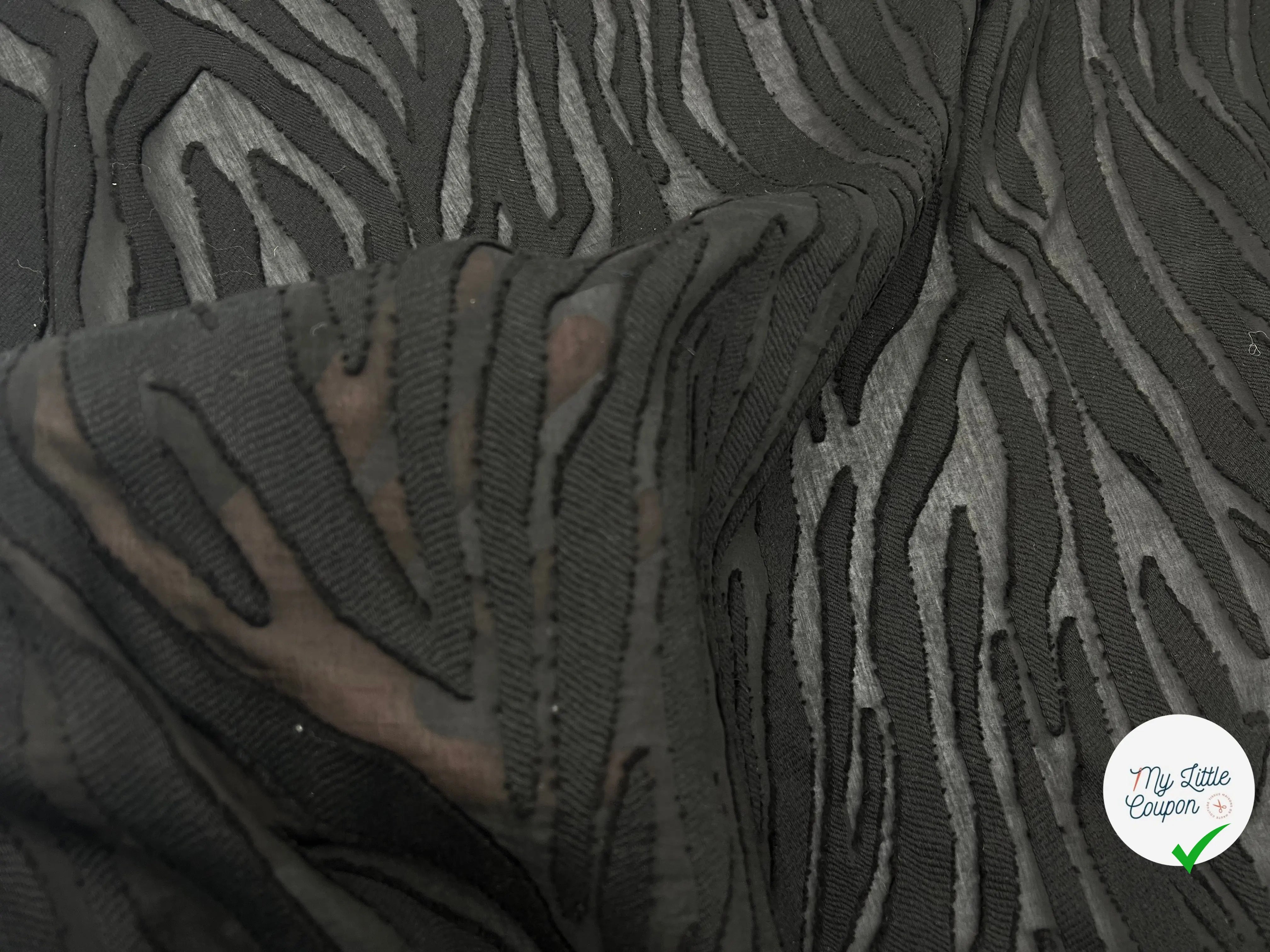 TISSU COTON DÉVORÉ CHARMILLES NOIR FIL LOUPS MSO