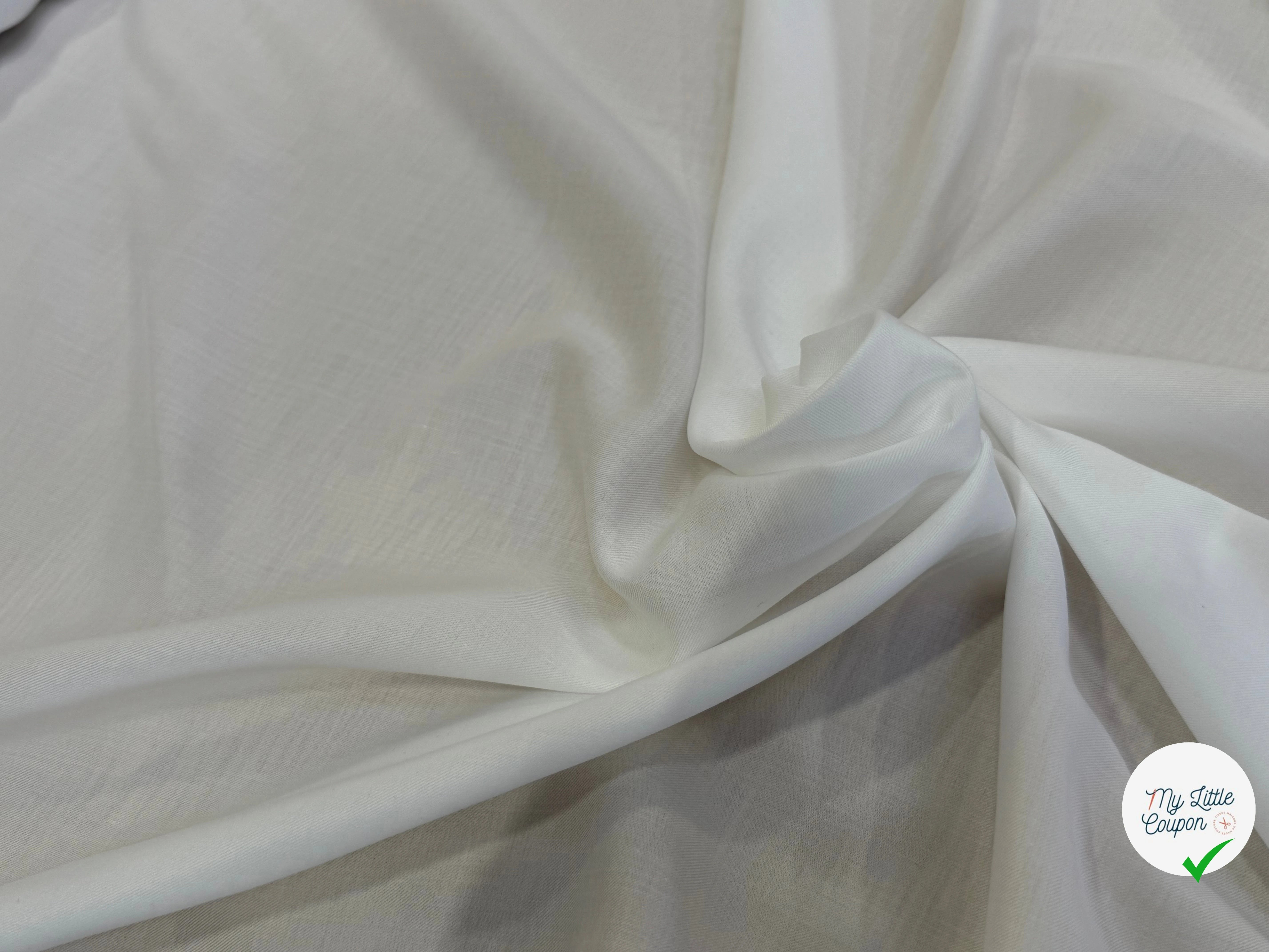 TISSU COTON LYOCELL FLUIDE ET DOUX BLANC - My Little Coupon