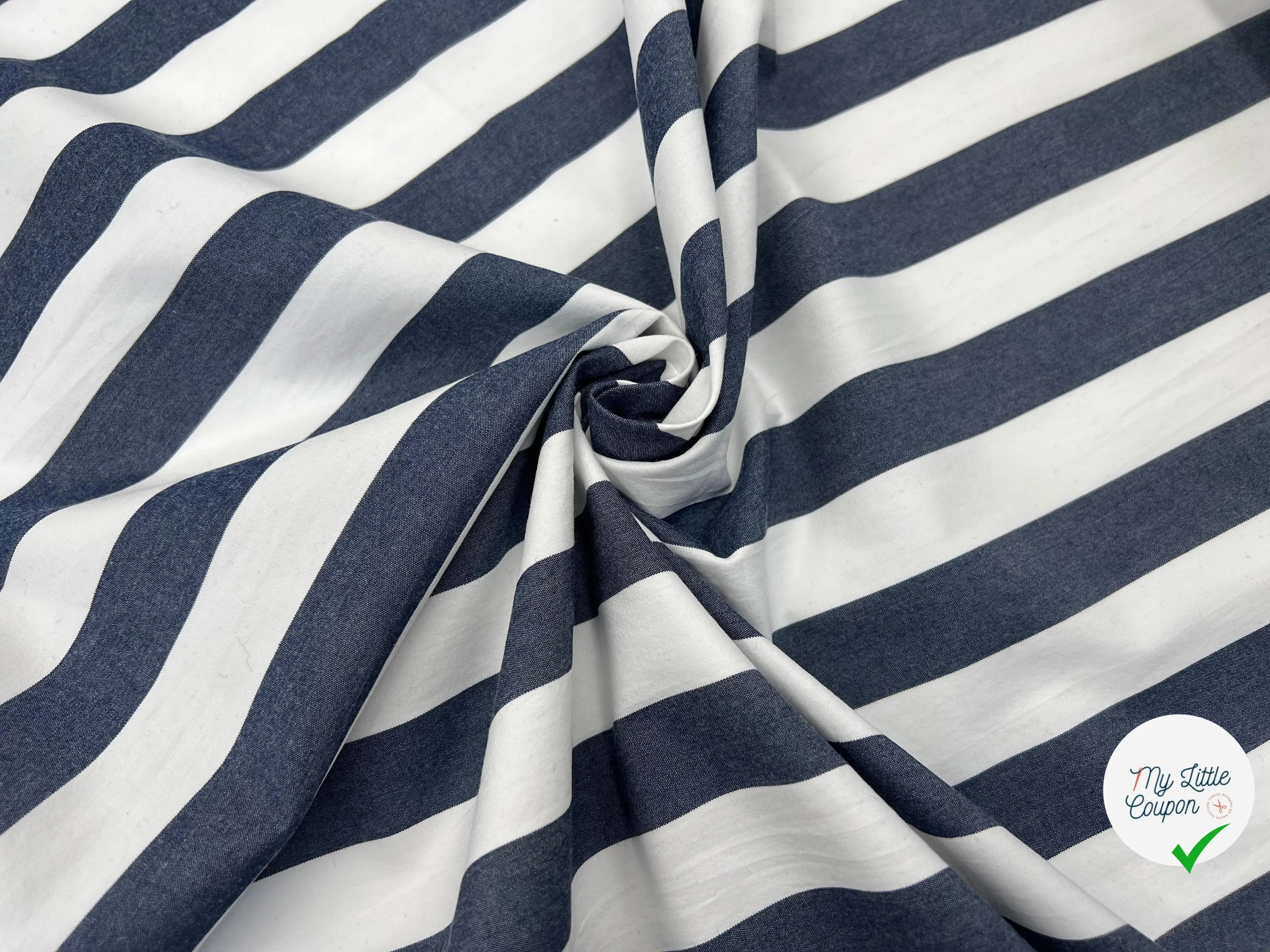 TISSU COTON RAYONS BAYADÈRES CHAMBRAY - My Little Coupon - tissu - coudre
