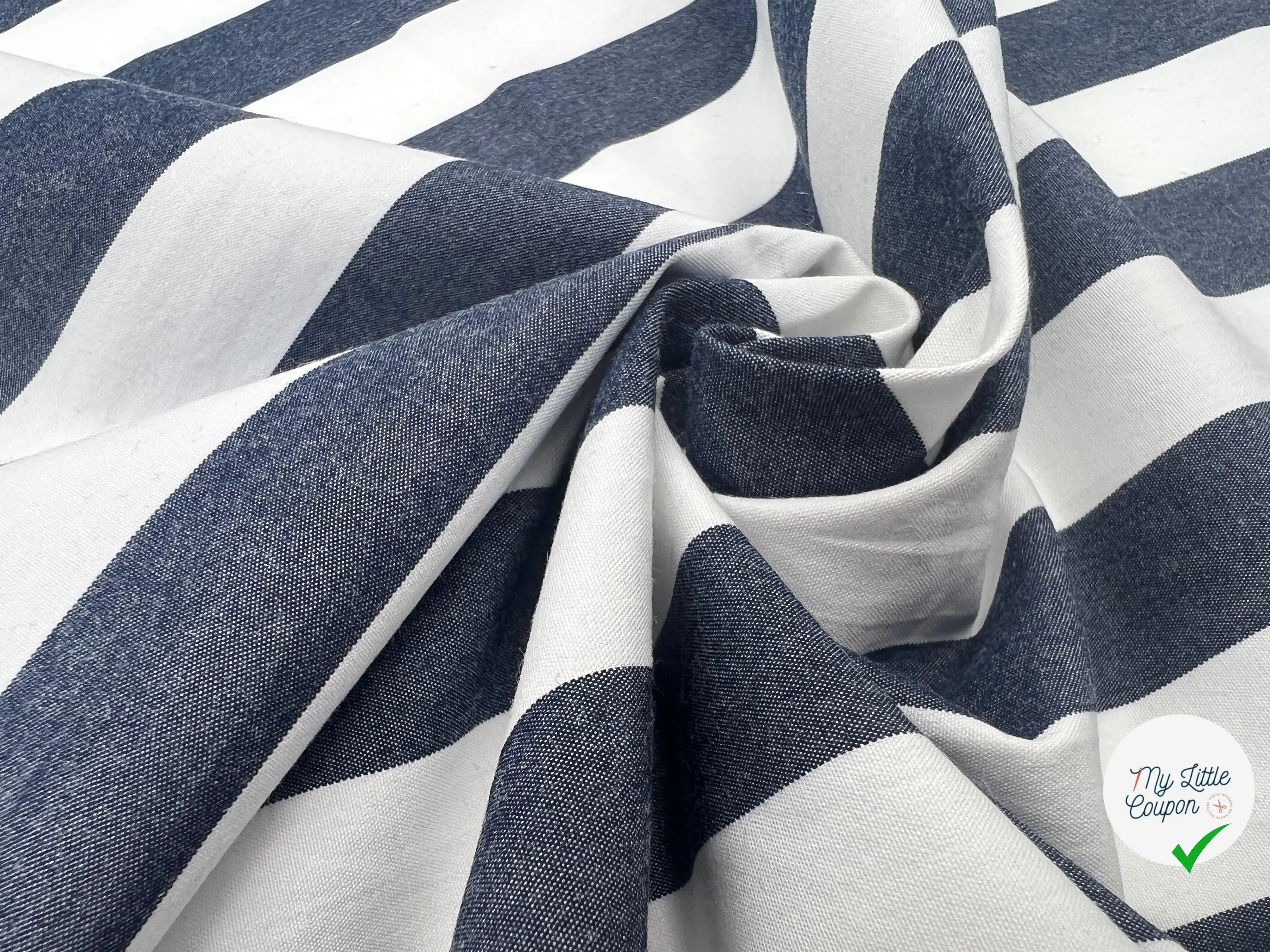 TISSU COTON RAYONS BAYADÈRES CHAMBRAY - My Little Coupon - tissu - coudre