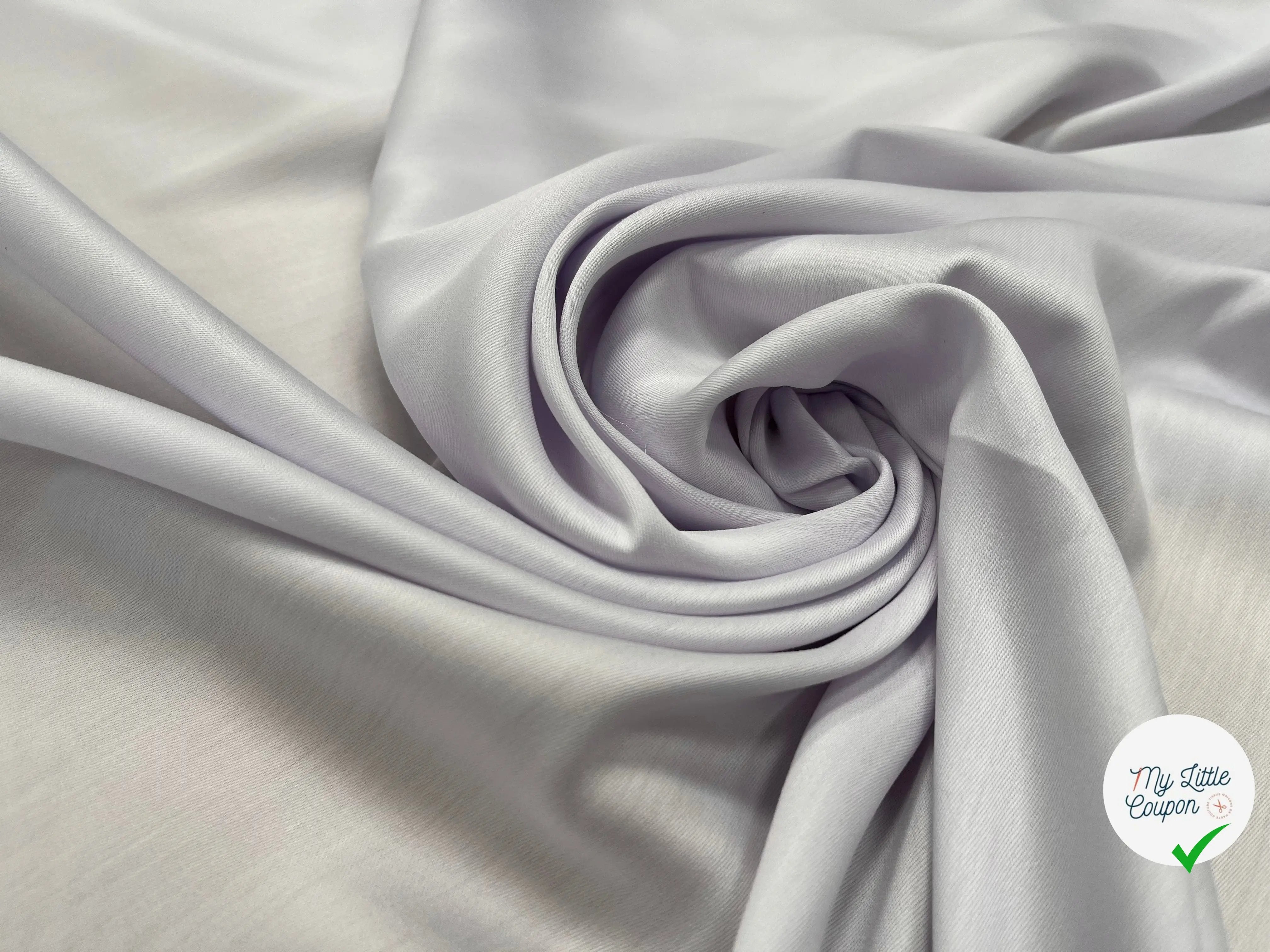 TISSU COTON SATINÉ LILAS 27% SOIE - My Little Coupon