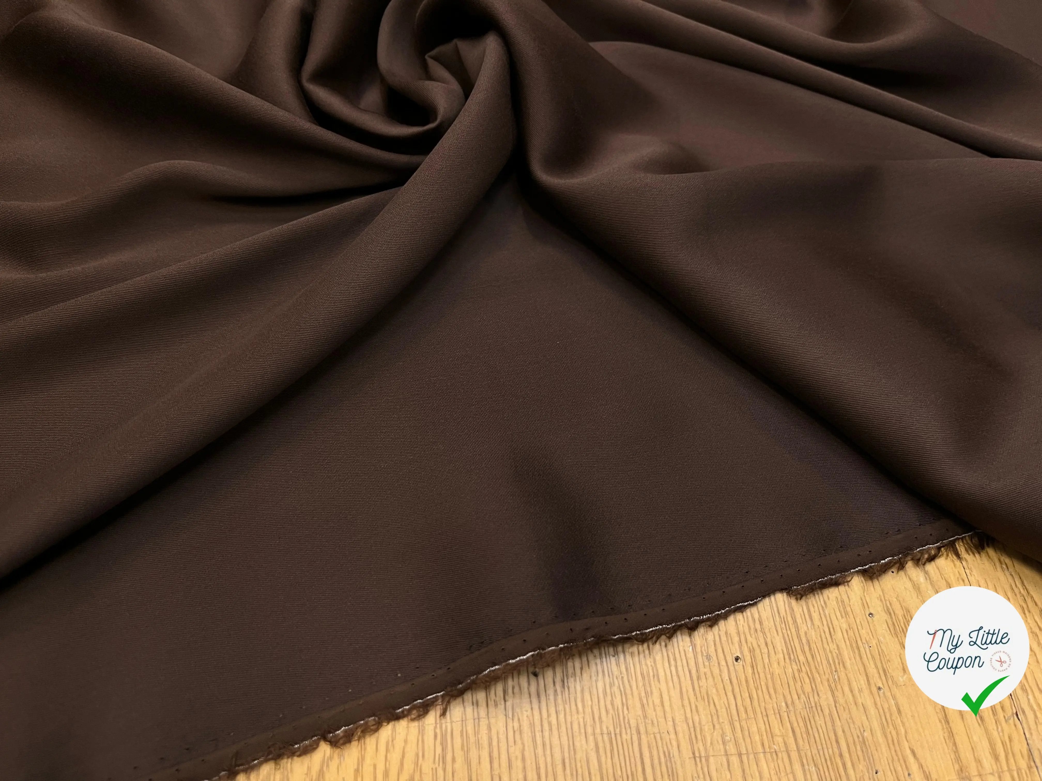 TISSU COTON SATINÉ MARRON 27%SOIE - My Little Coupon