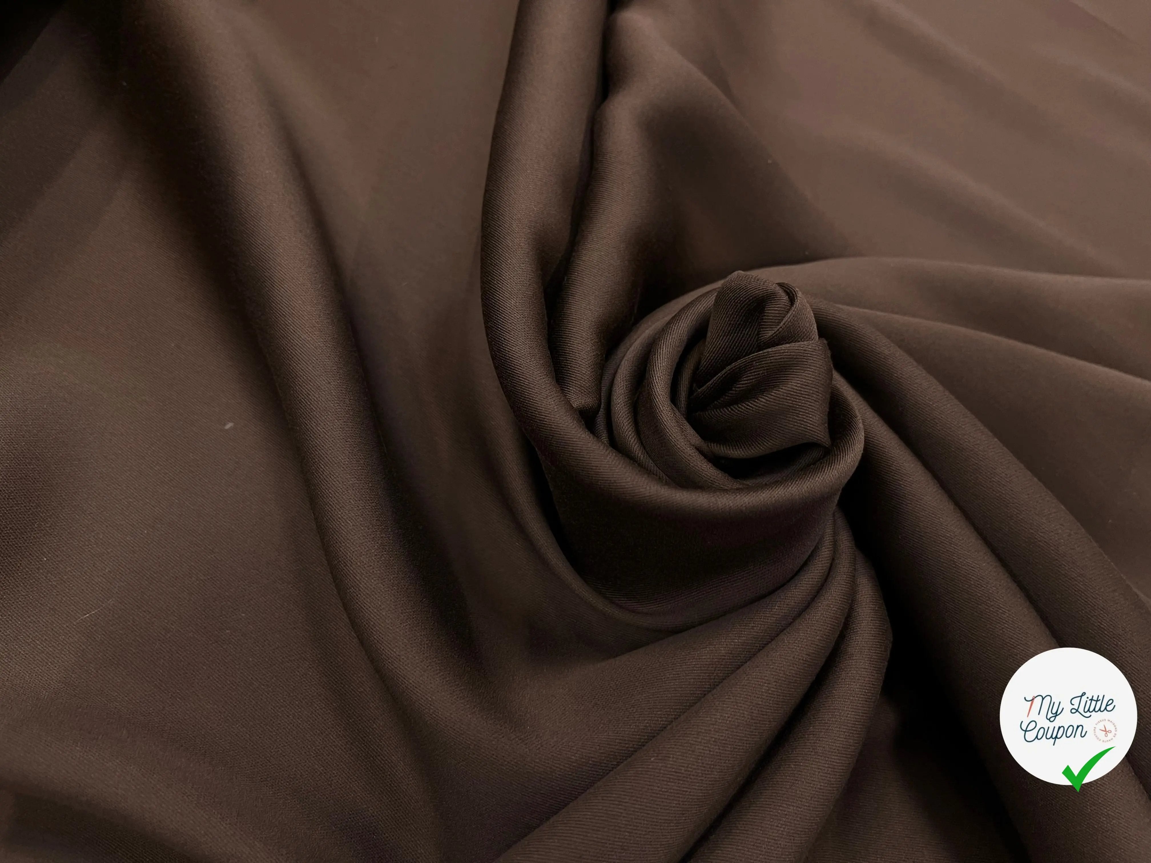 TISSU COTON SATINÉ MARRON 27%SOIE - My Little Coupon