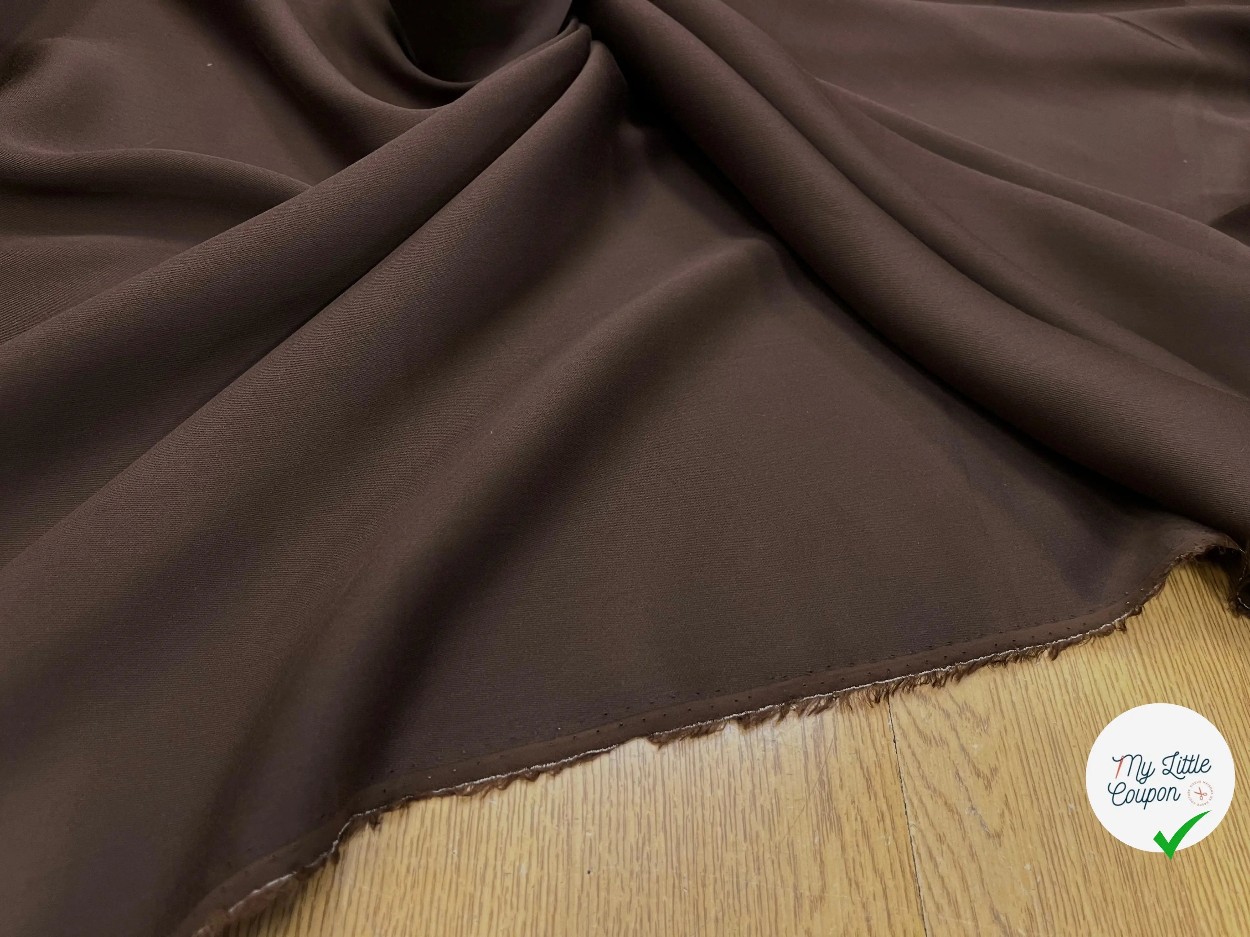 TISSU COTON SATINÉ MARRON 27%SOIE - My Little Coupon