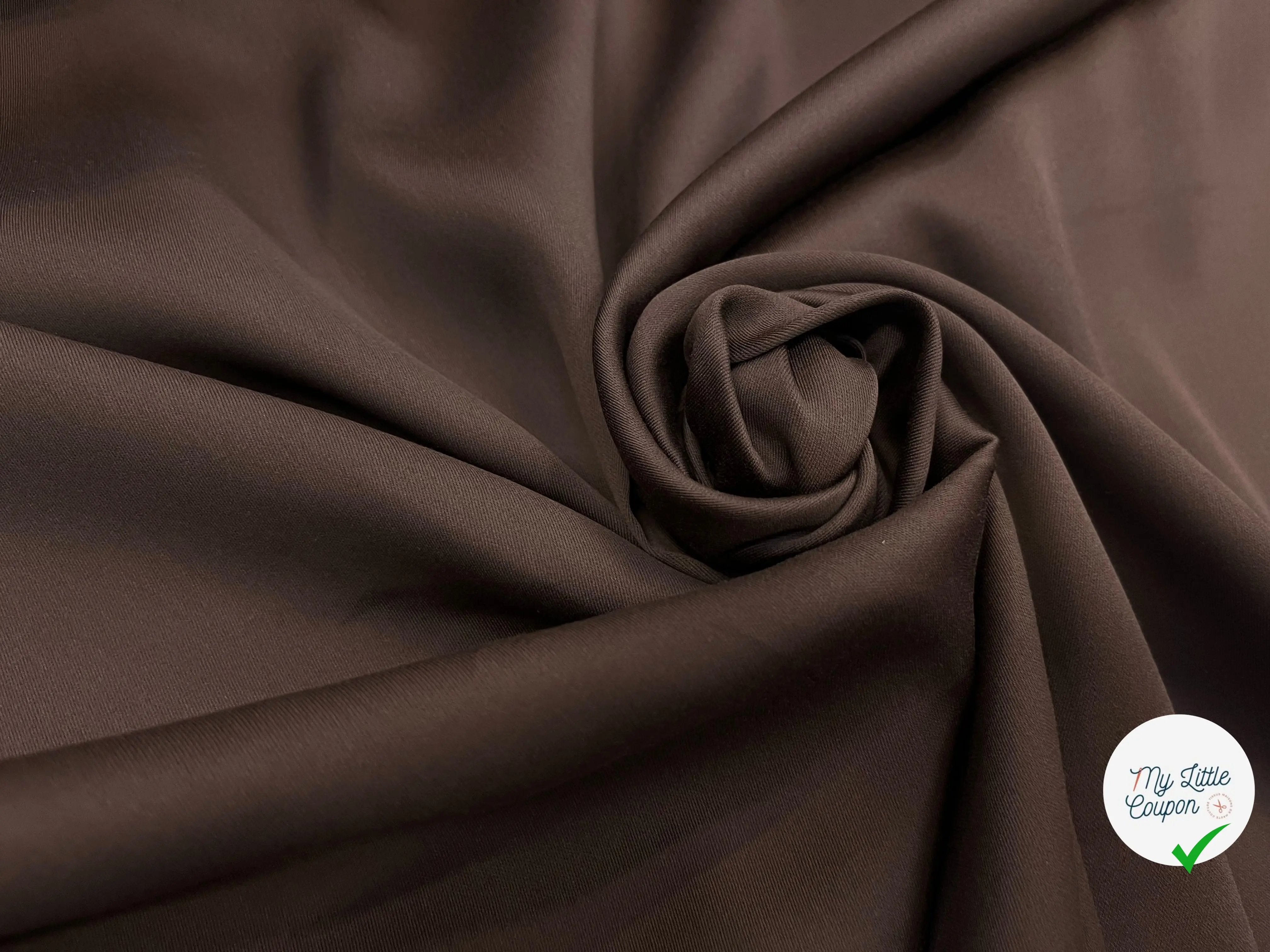 TISSU COTON SATINÉ MARRON 27%SOIE - My Little Coupon