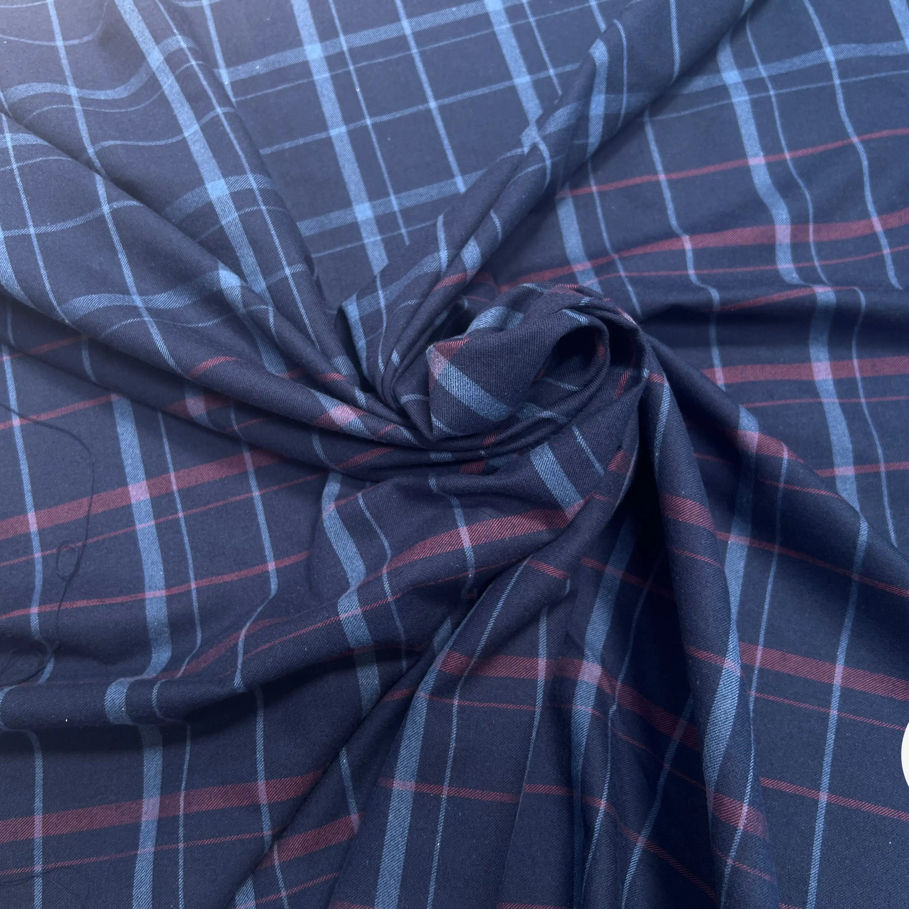 TISSU COTON TRAPPEUR A GRANDS CARREAUX BICOLORE BLEU NAVY ET ROUGE - My Little Coupon