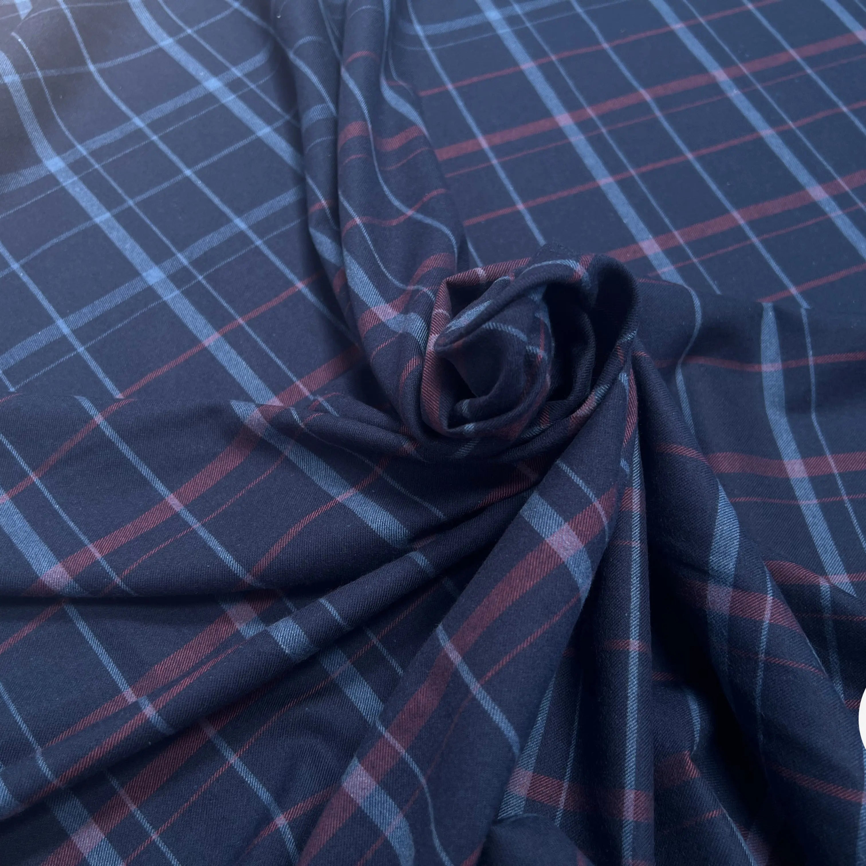 TISSU COTON TRAPPEUR A GRANDS CARREAUX BICOLORE BLEU NAVY ET ROUGE - My Little Coupon