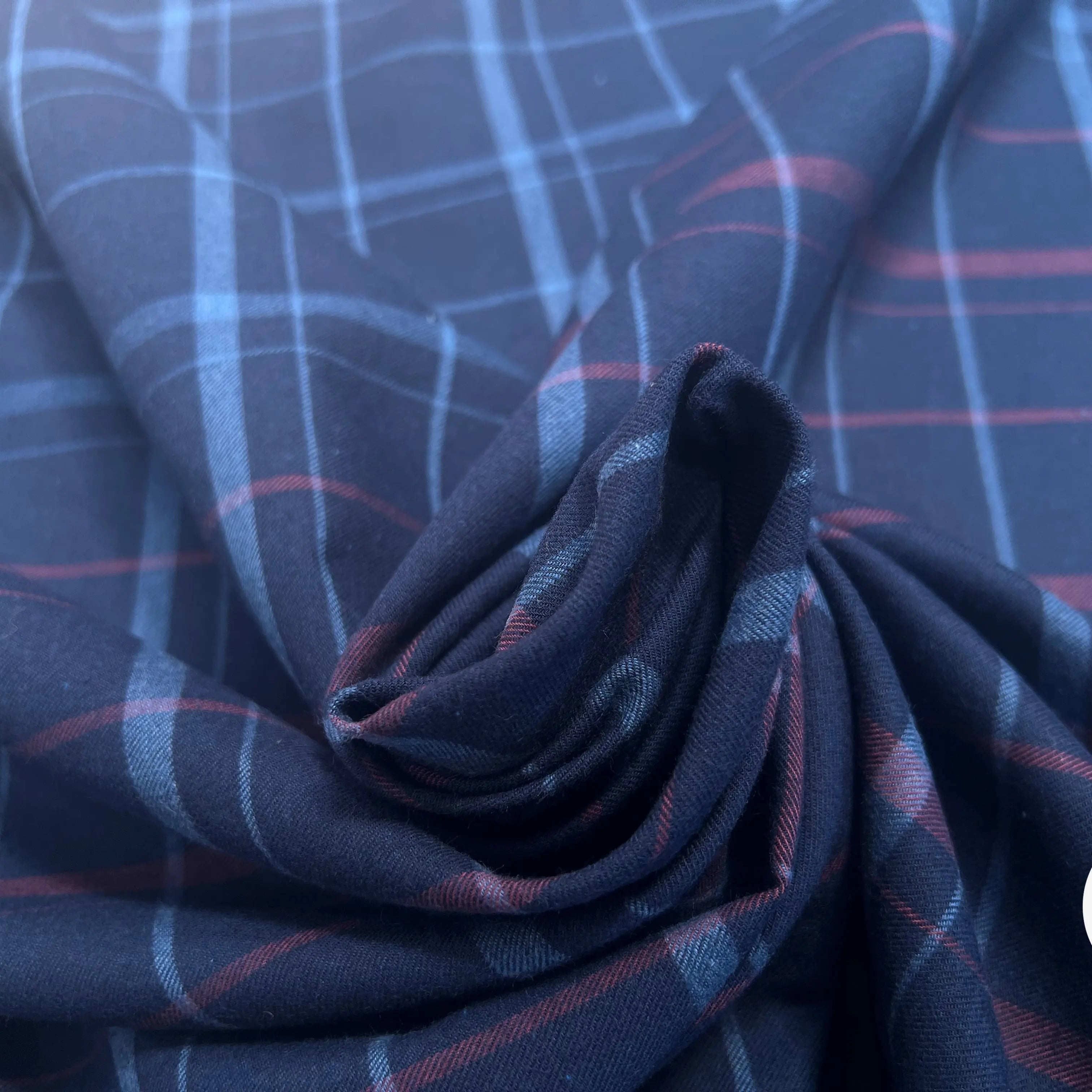 TISSU COTON TRAPPEUR A GRANDS CARREAUX BICOLORE BLEU NAVY ET ROUGE - My Little Coupon