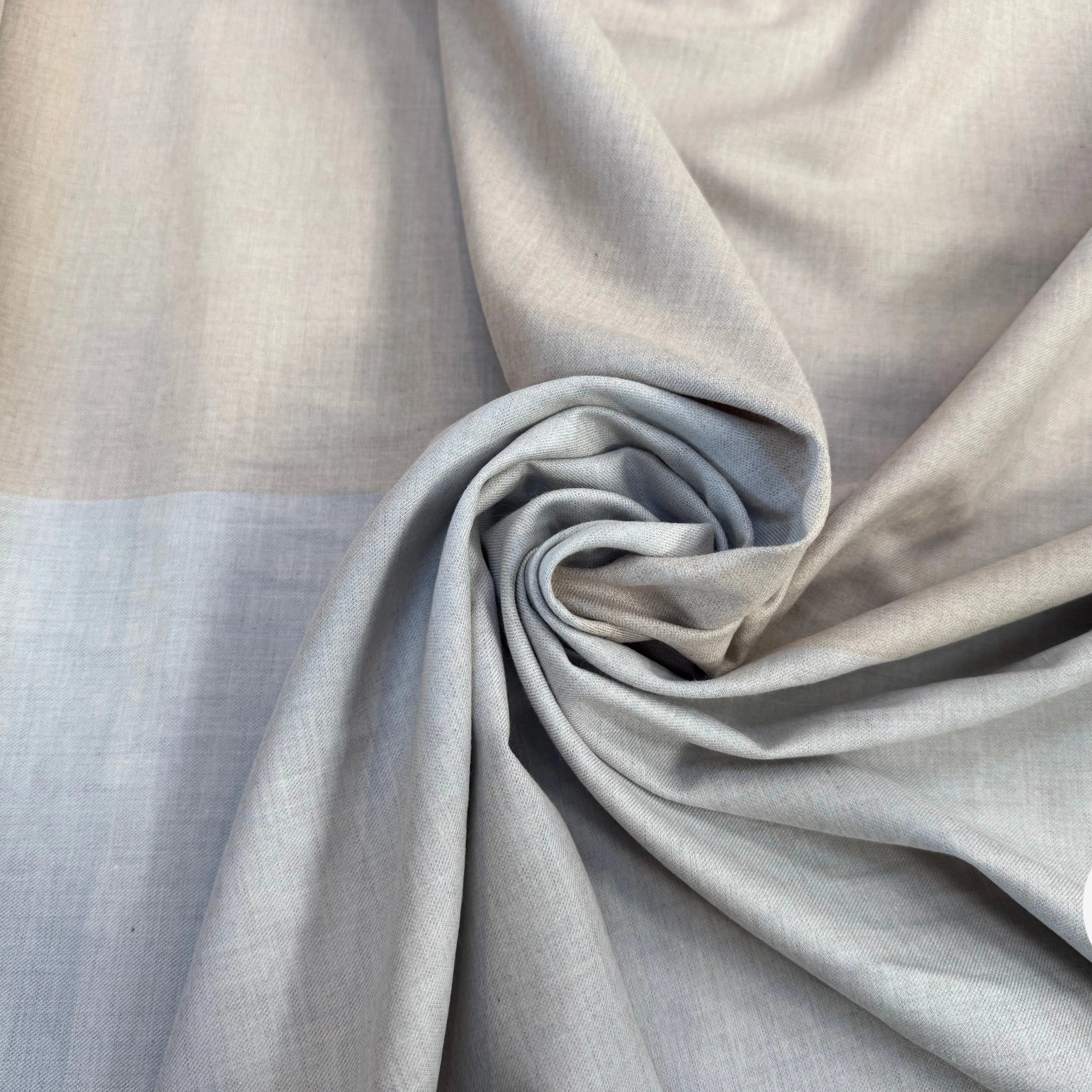 TISSU COTON TRAPPEUR BICOLORE BLEU GRIS SOURIS ET BEIGE FONCÉ - My Little Coupon