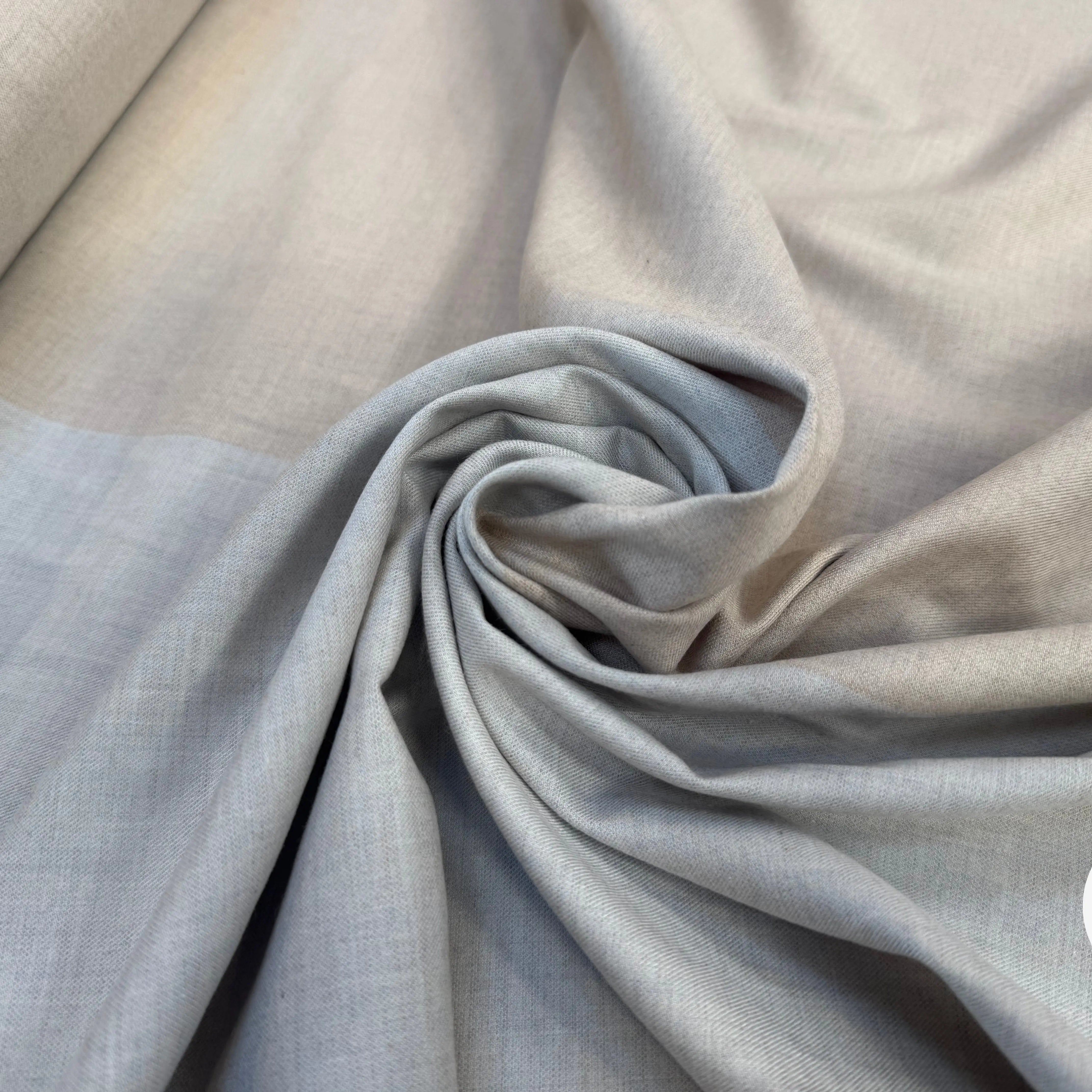 TISSU COTON TRAPPEUR BICOLORE BLEU GRIS SOURIS ET BEIGE FONCÉ - My Little Coupon