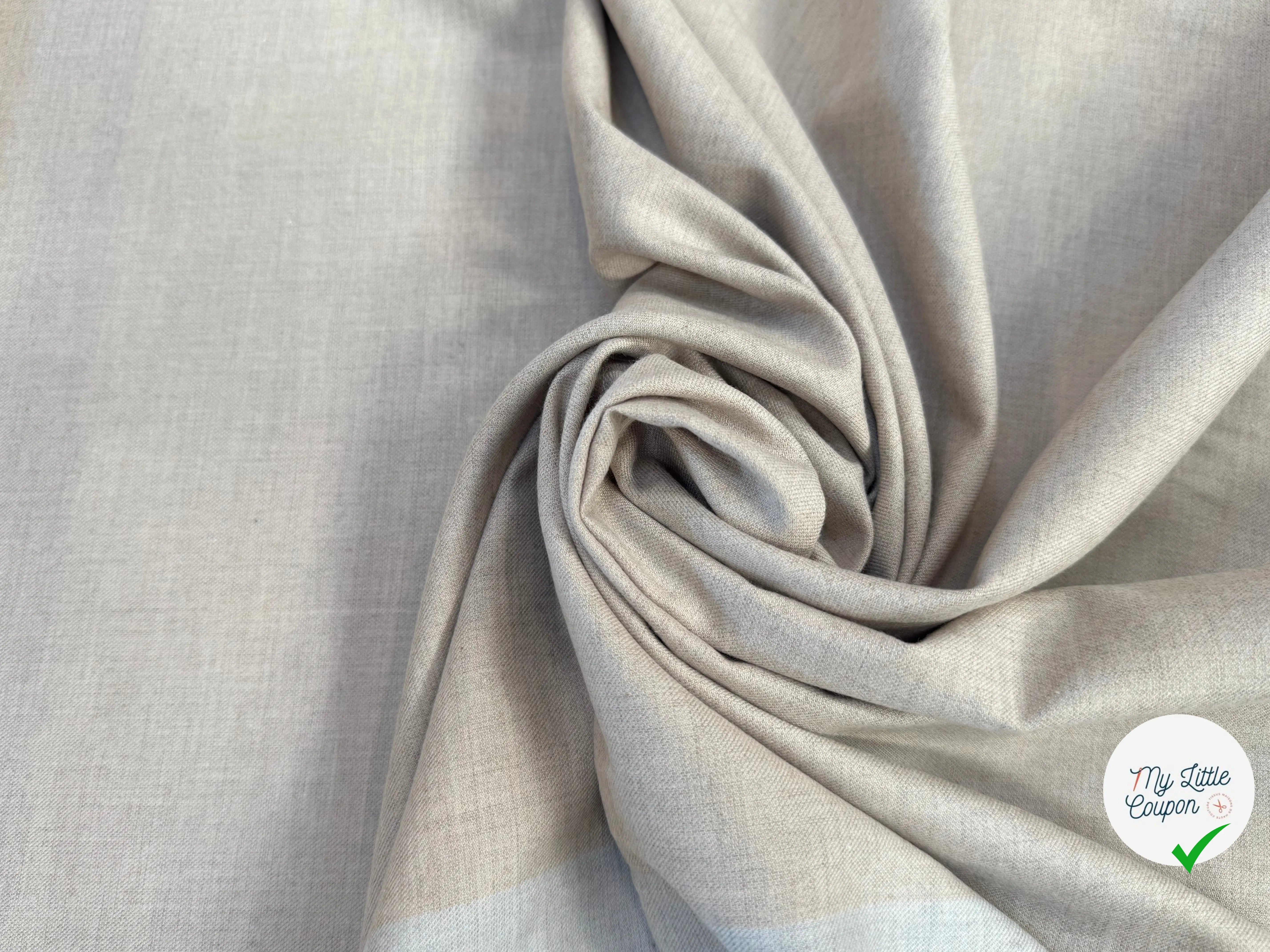 TISSU COTON TRAPPEUR BICOLORE BLEU GRIS SOURIS ET BEIGE FONCÉ - My Little Coupon