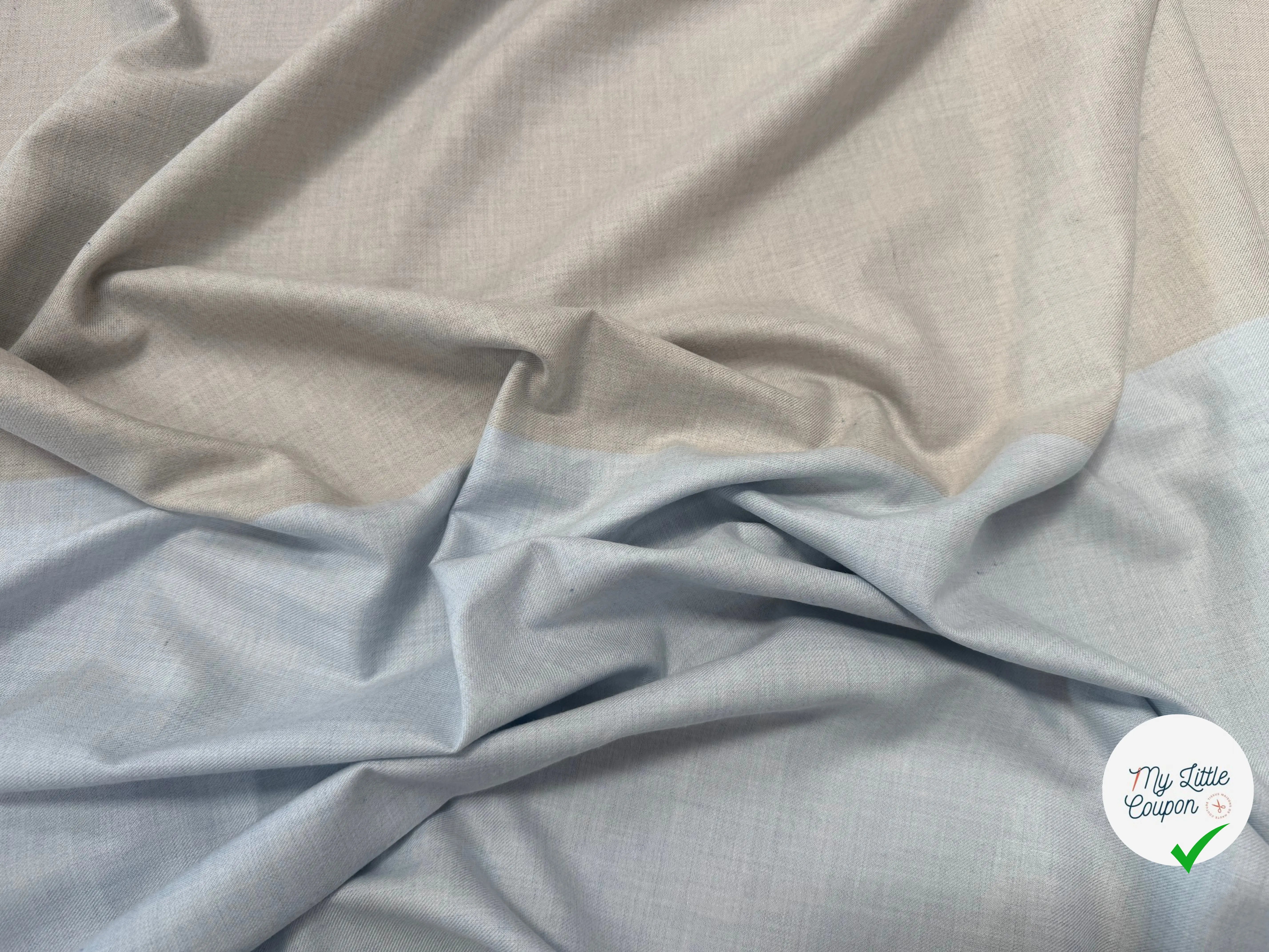 TISSU COTON TRAPPEUR BICOLORE GRIS ET BLEU CIEL - My Little Coupon