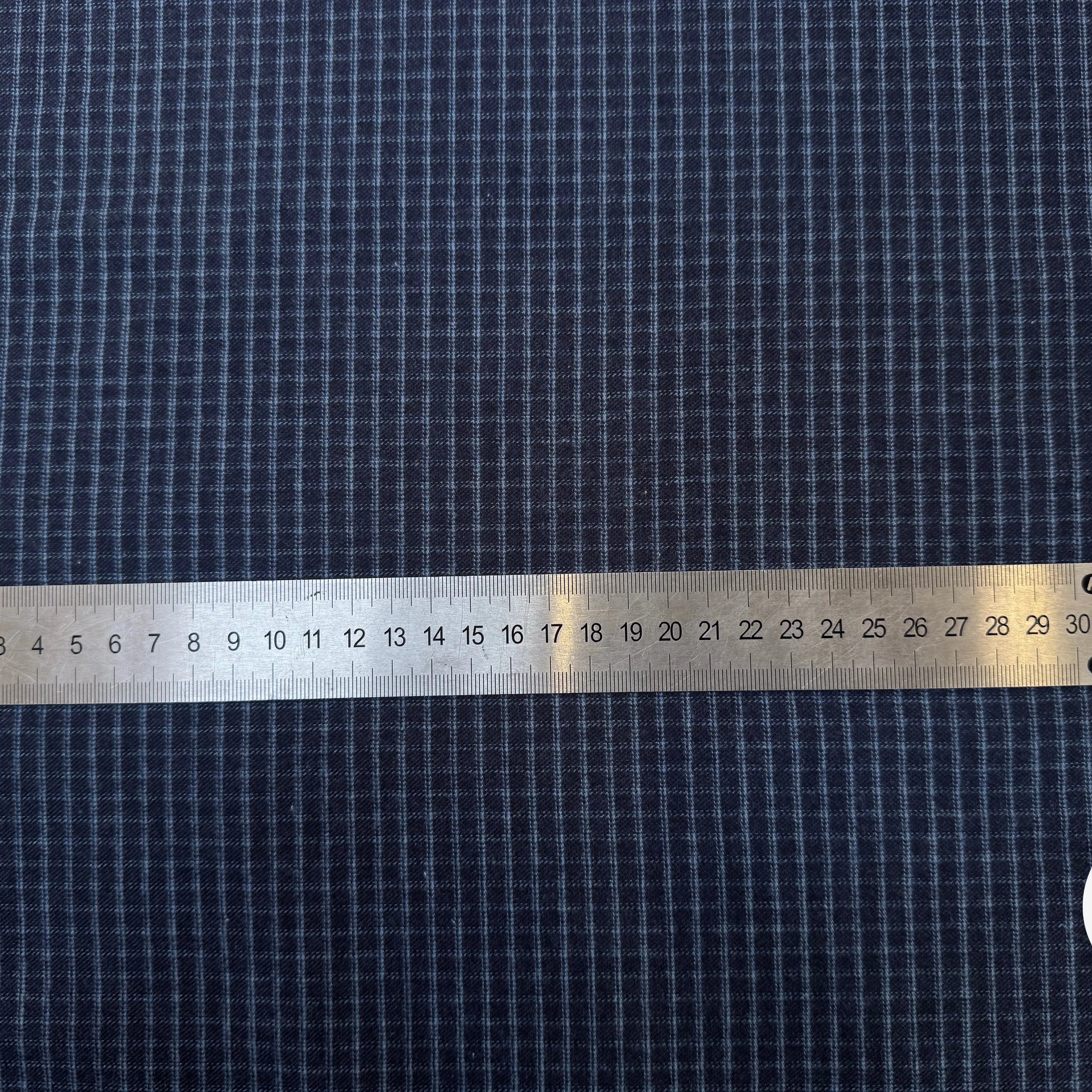 TISSU COTON TRAPPEUR BLEU NAVY MOTIFS PETITS CARREAUX BLEU CLAIR - My Little Coupon