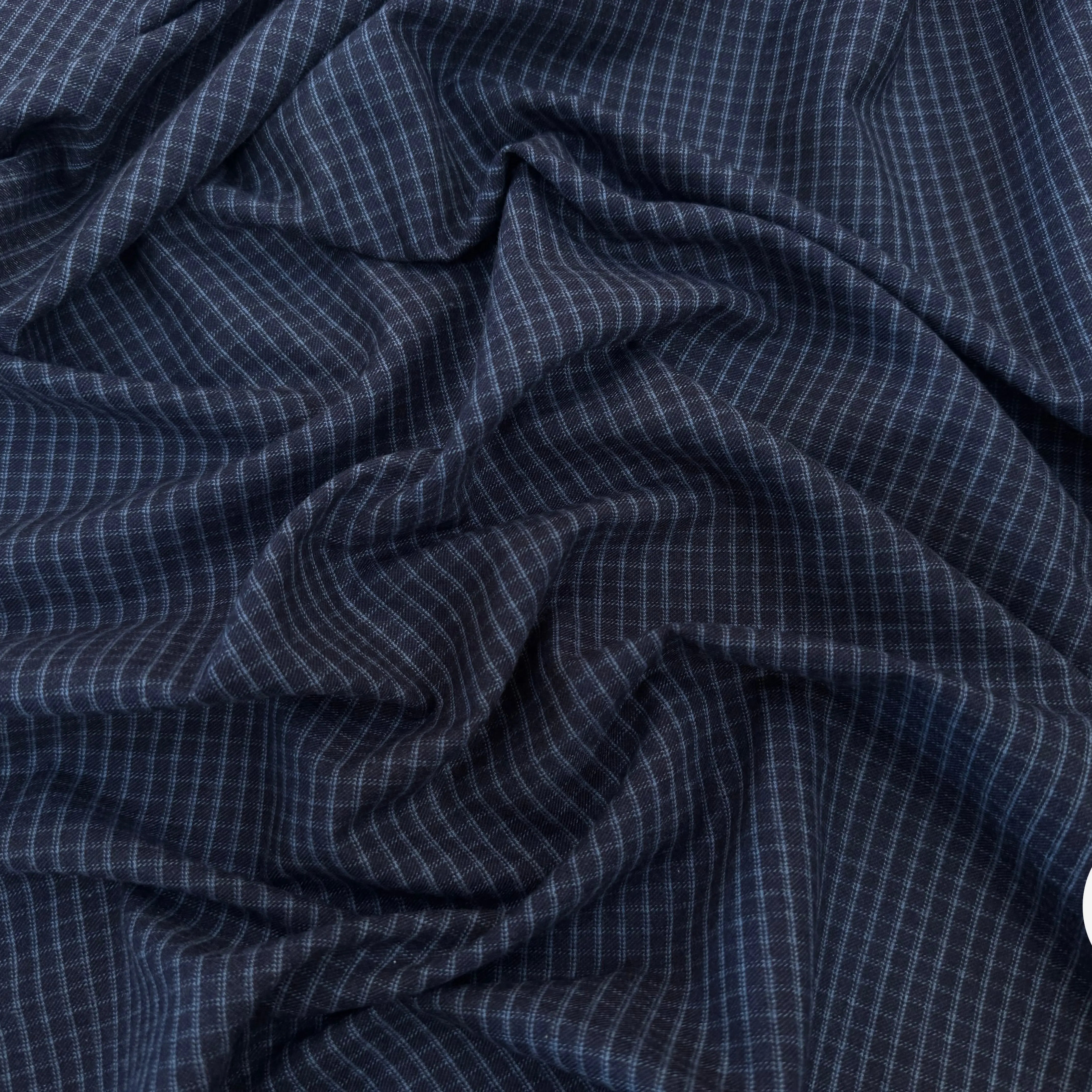 TISSU COTON TRAPPEUR BLEU NAVY MOTIFS PETITS CARREAUX BLEU CLAIR - My Little Coupon