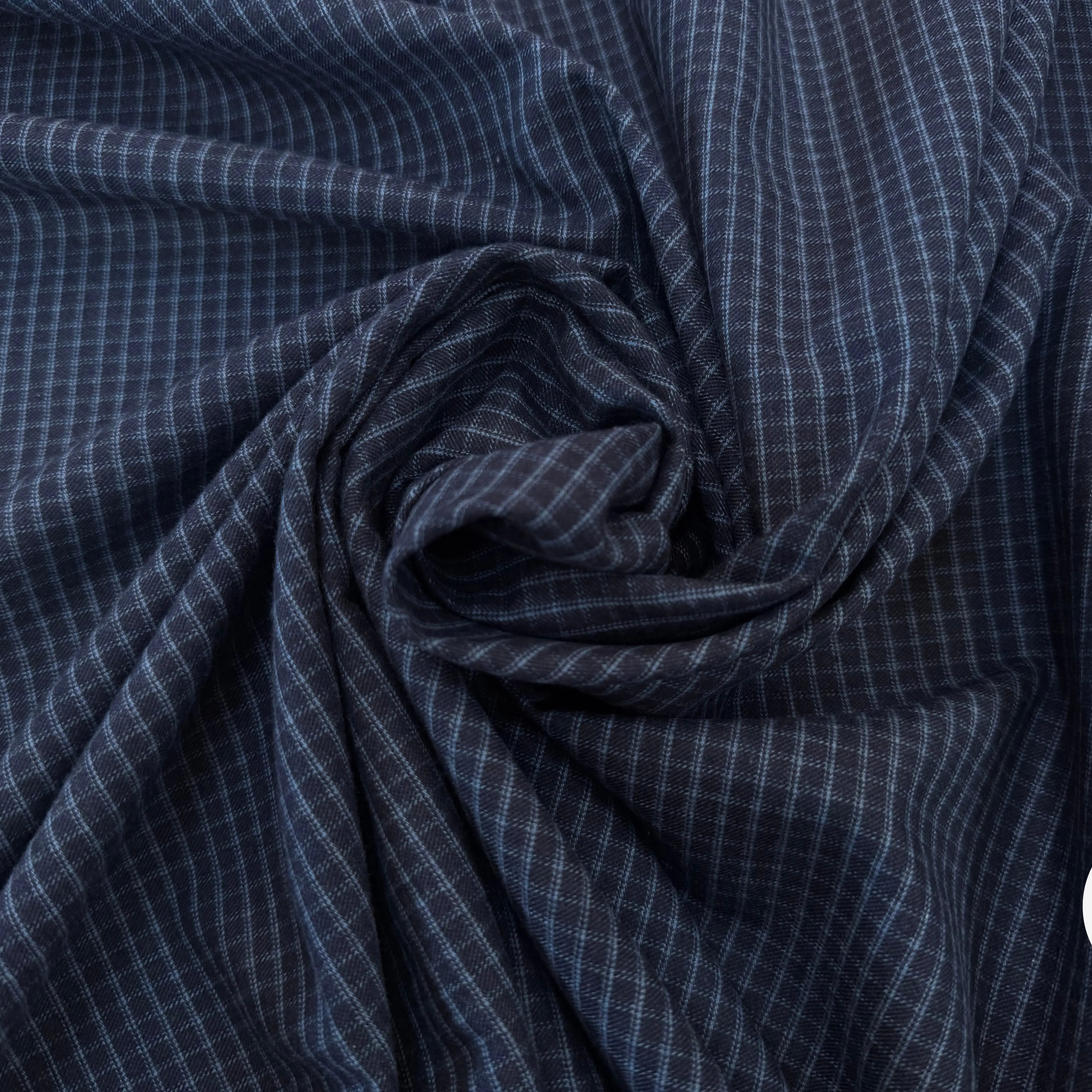 TISSU COTON TRAPPEUR BLEU NAVY MOTIFS PETITS CARREAUX BLEU CLAIR - My Little Coupon