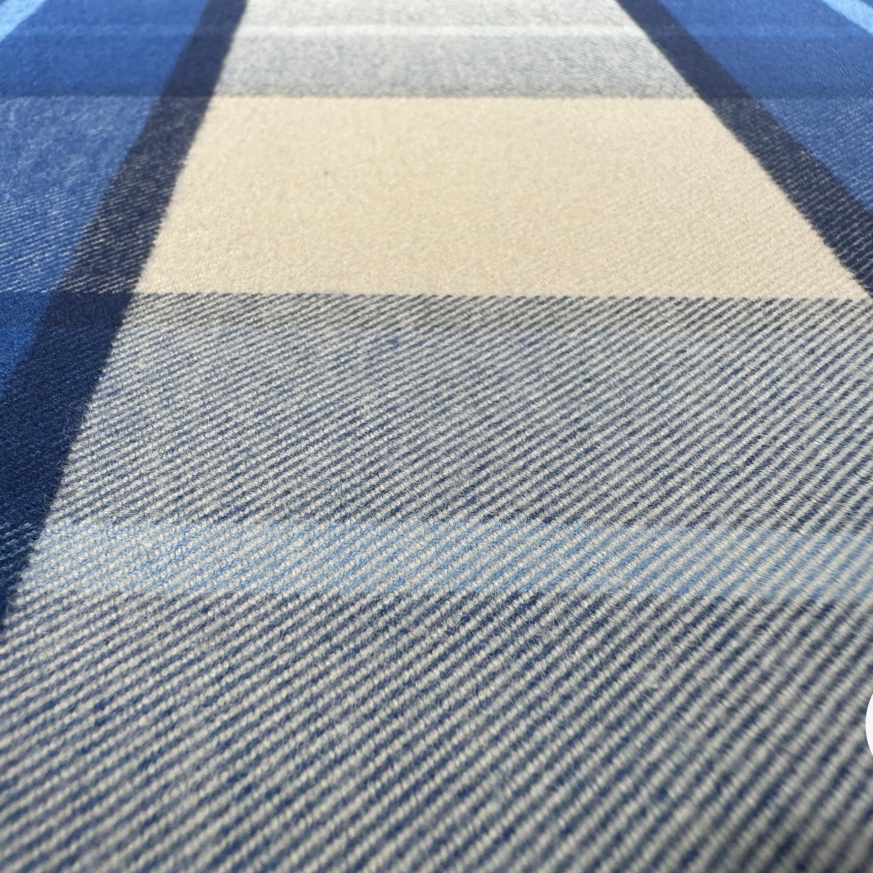 TISSU COTON TRAPPEUR CARREAUX BLEU CREME CONTRECOLLÉ - My Little Coupon