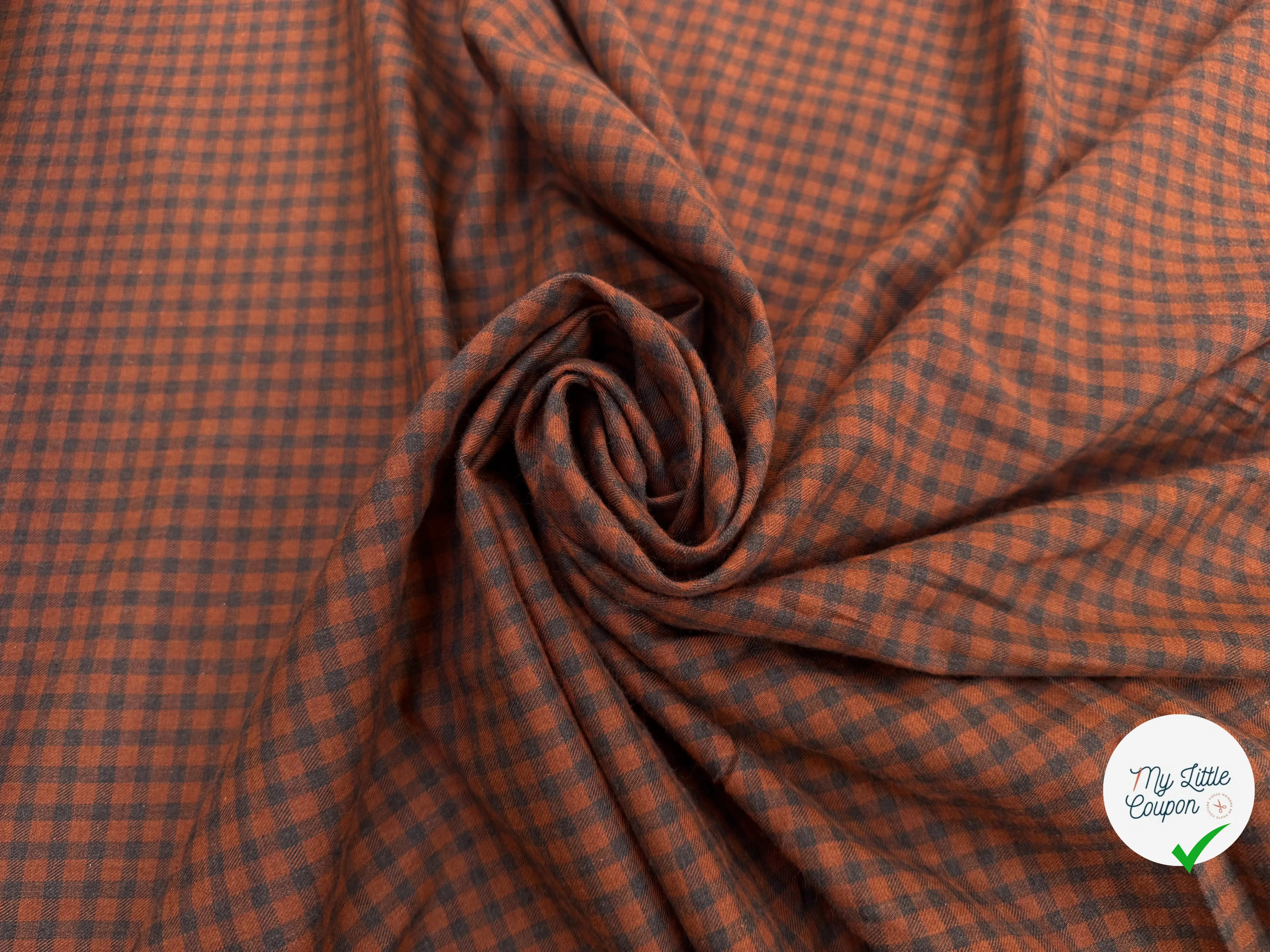 TISSU COTON TRAPPEUR MARRON ET BLEU NAVY - My Little Coupon