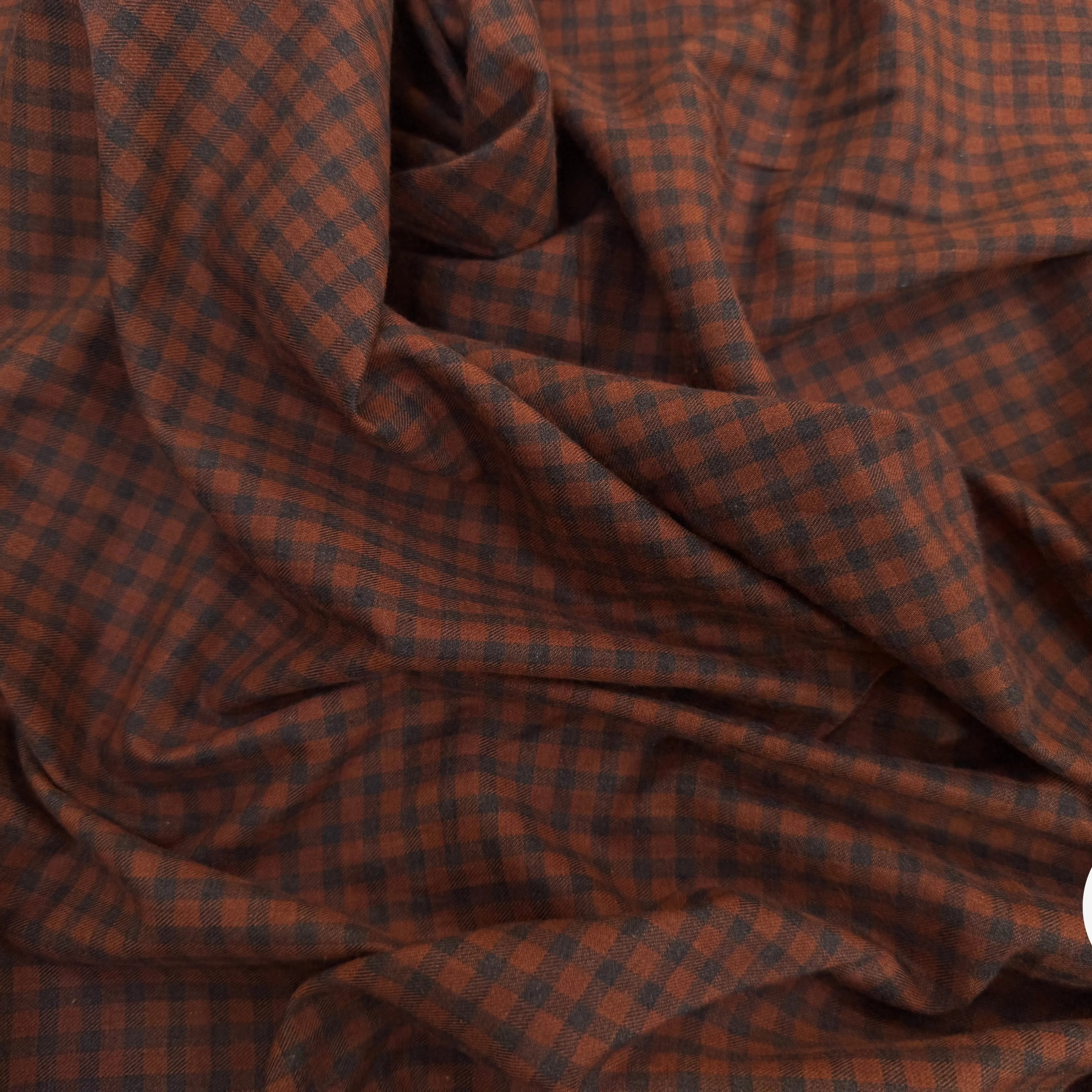 TISSU COTON TRAPPEUR MARRON ET BLEU NAVY - My Little Coupon