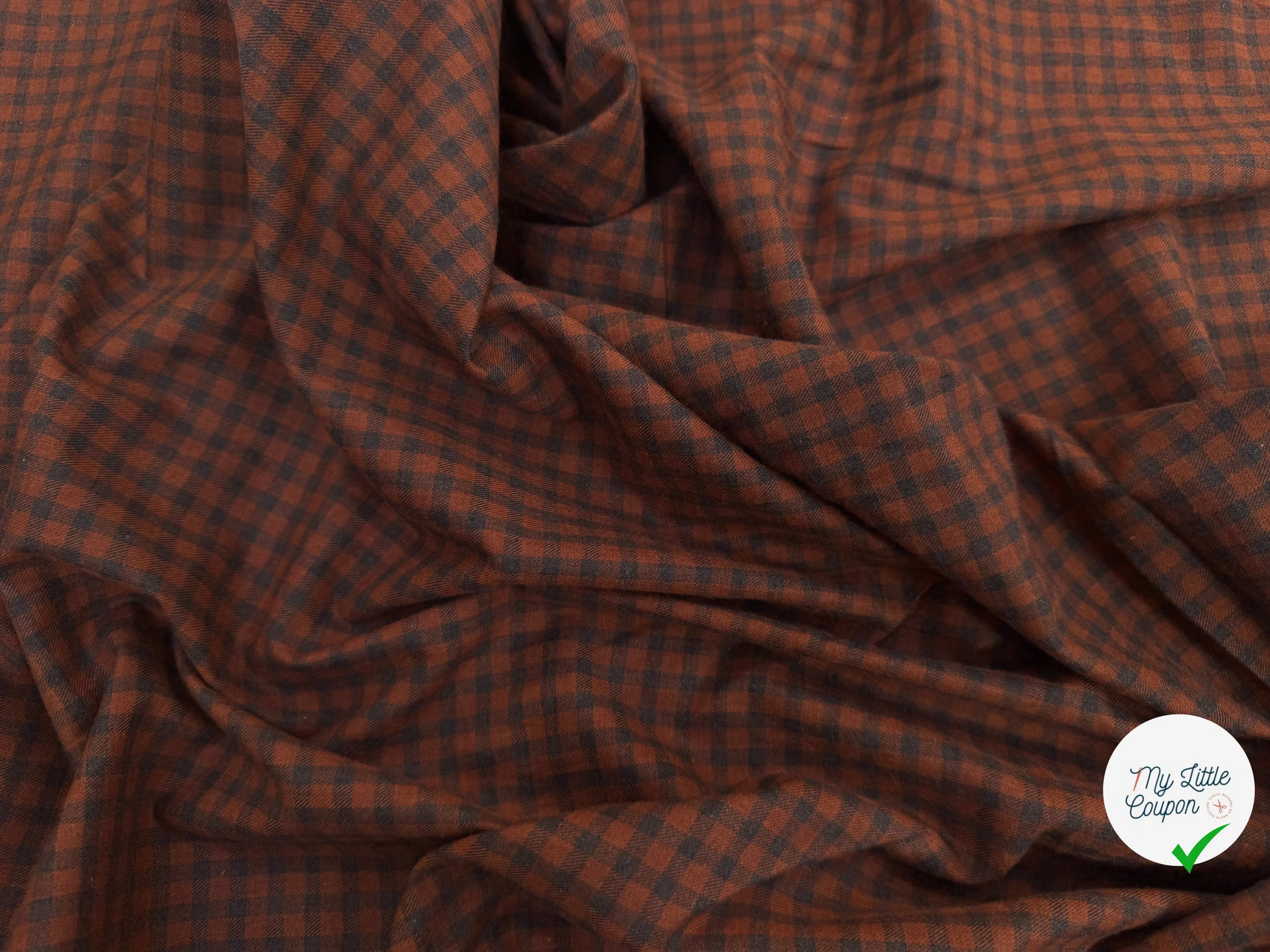 TISSU COTON TRAPPEUR MARRON ET BLEU NAVY - My Little Coupon