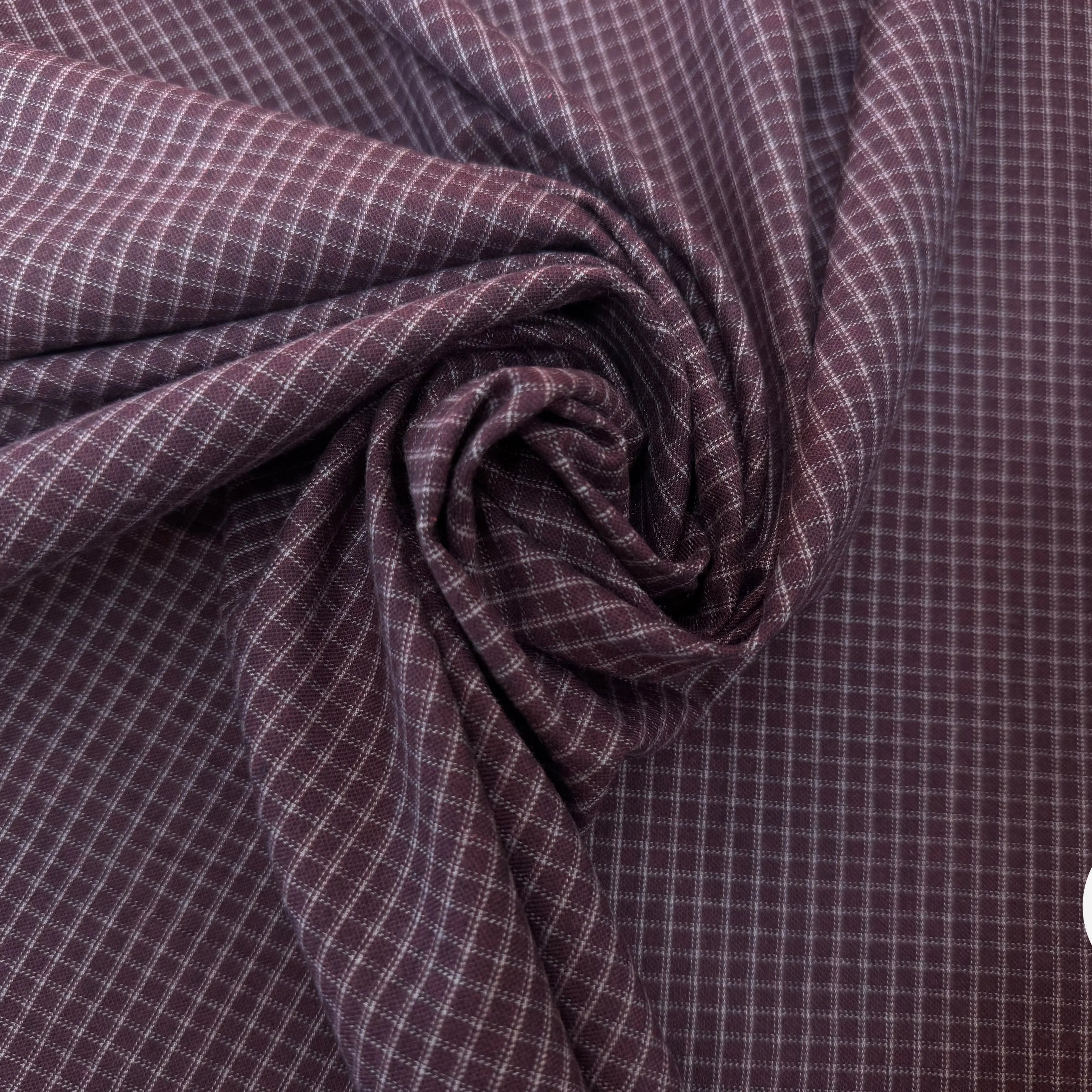 TISSU COTON TRAPPEUR VIOLET MOTIFS CARREAUX BLANC - My Little Coupon