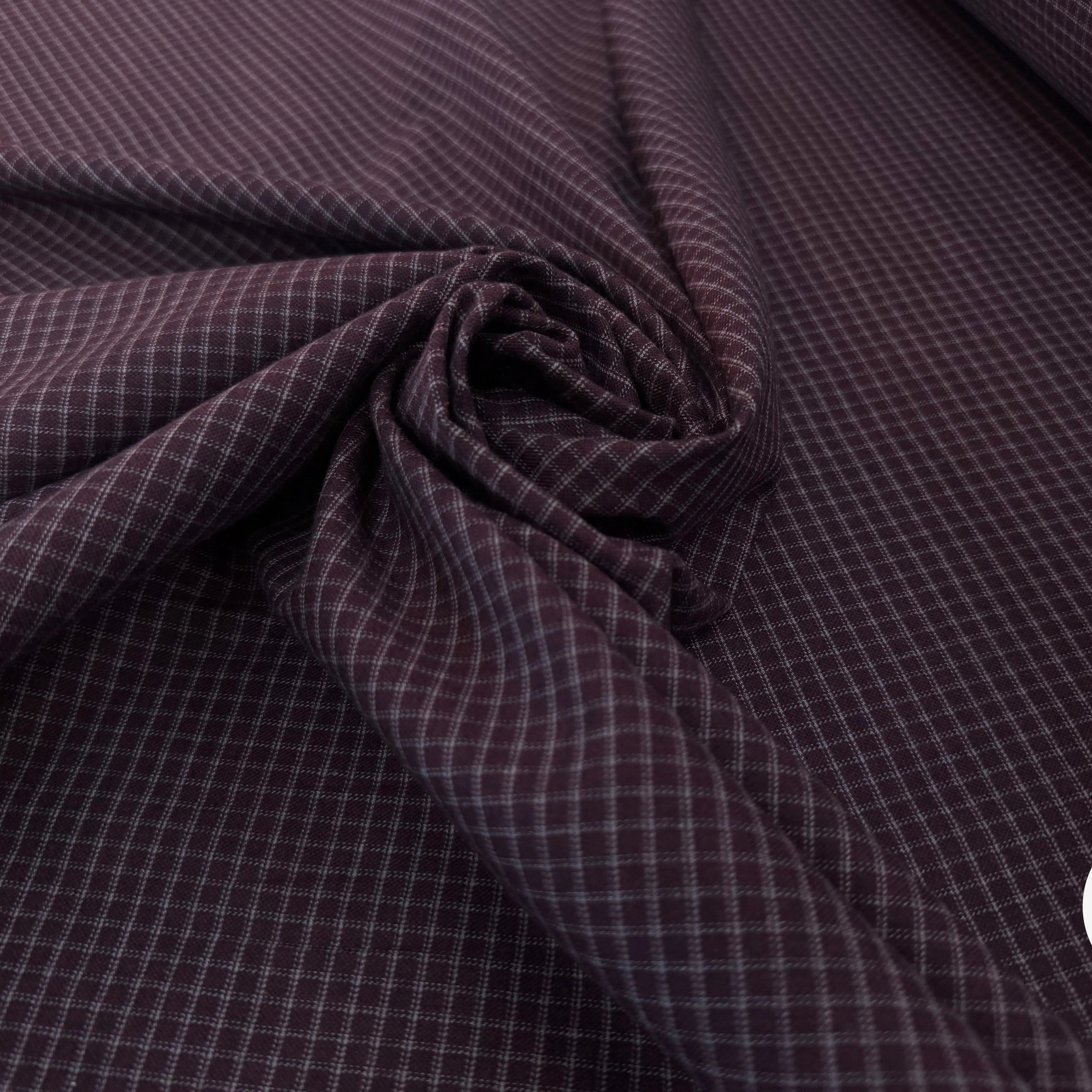 TISSU COTON TRAPPEUR VIOLET MOTIFS CARREAUX BLANC - My Little Coupon