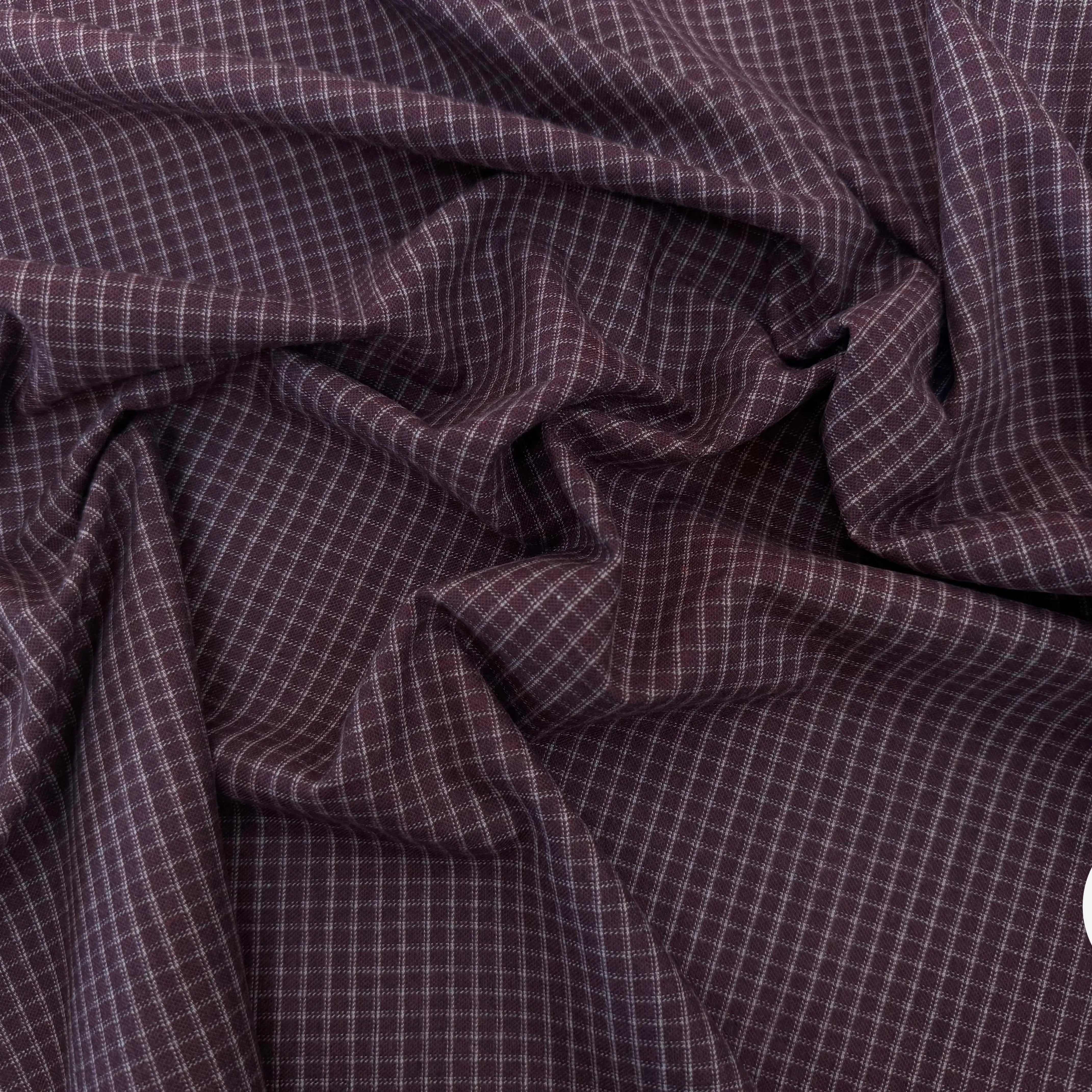 TISSU COTON TRAPPEUR VIOLET MOTIFS CARREAUX BLANC - My Little Coupon