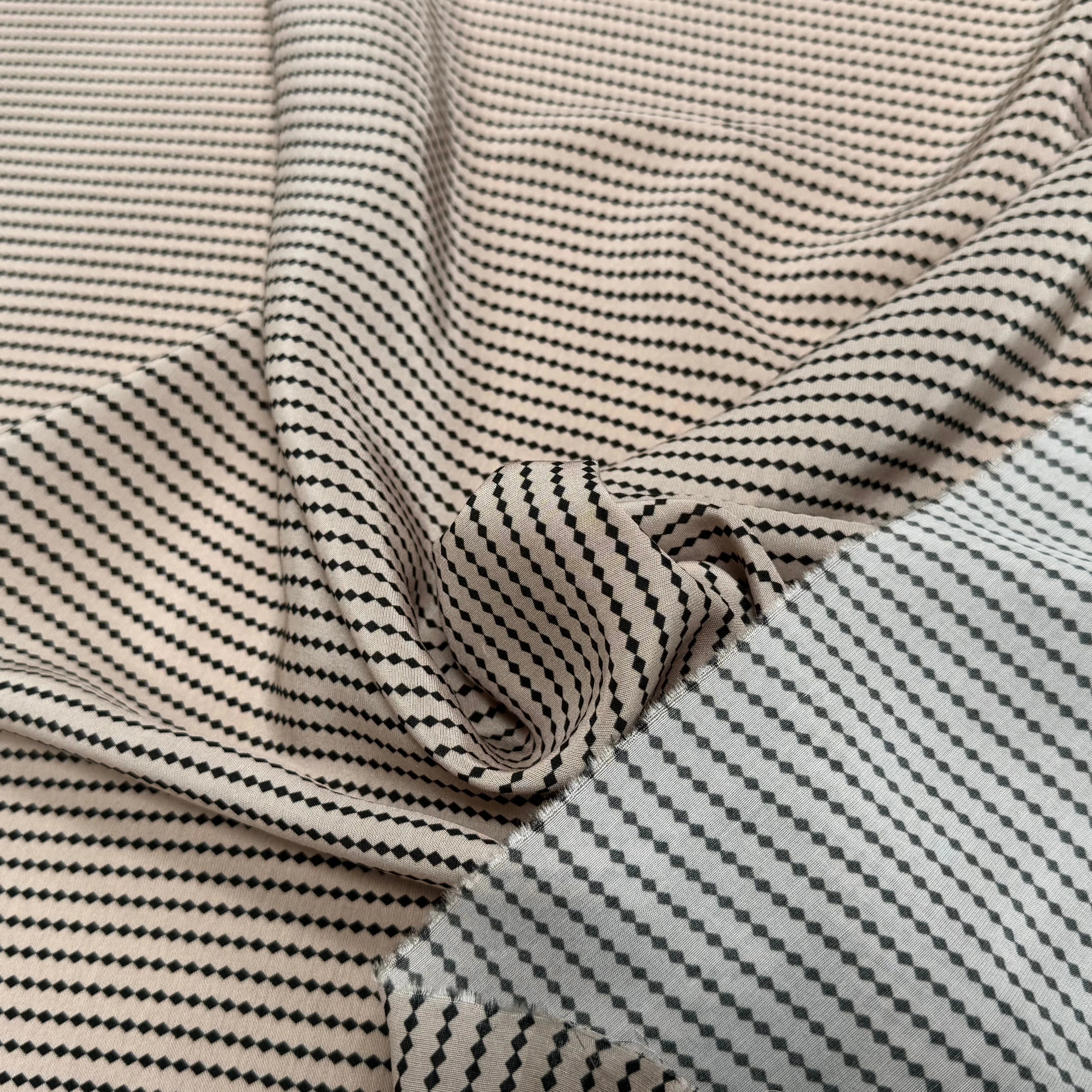 TISSU CRÊPE DE VISCOSE IMPRIMÉ MINI POIS BLEU TANGO PERLE BEIGE - My Little Coupon
