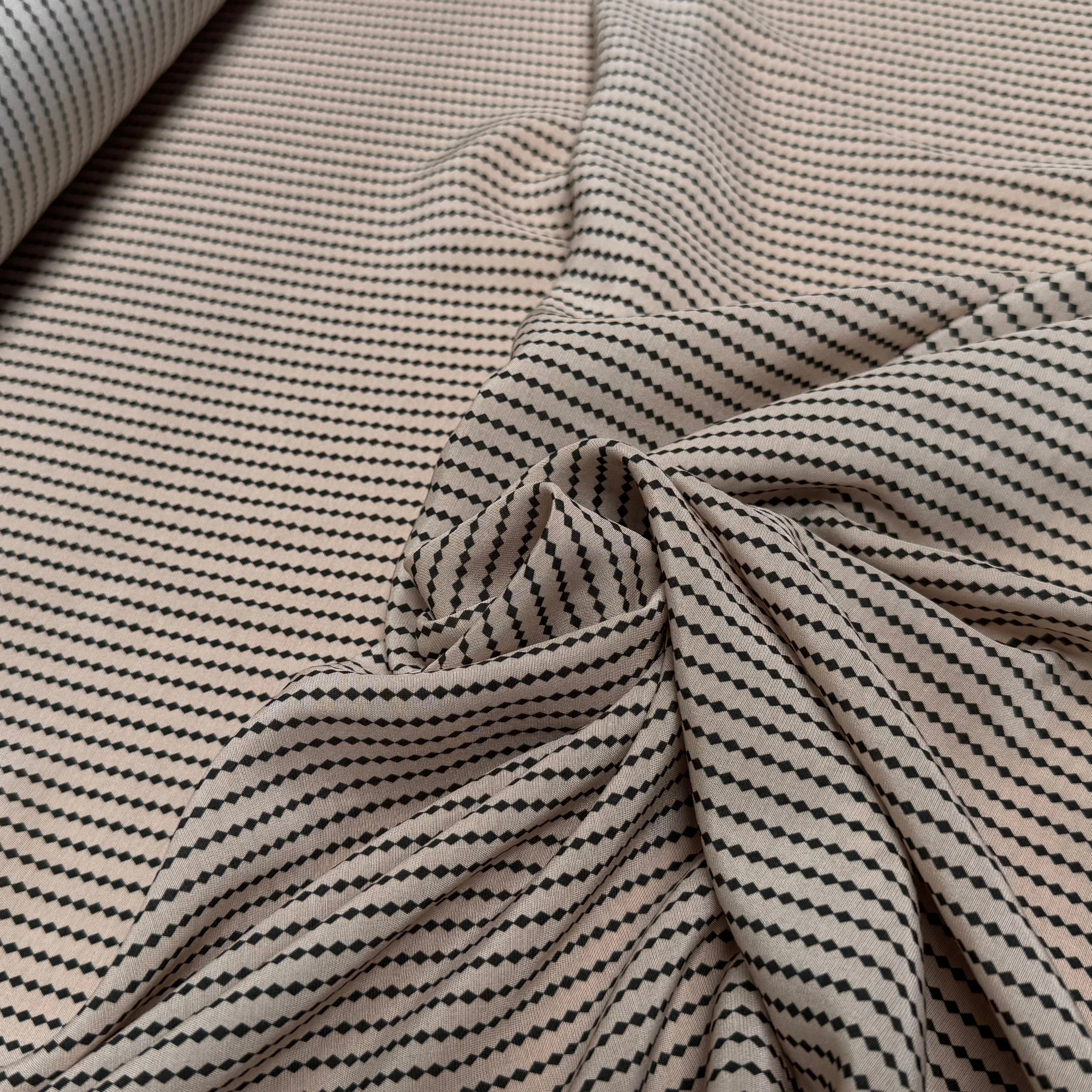 TISSU CRÊPE DE VISCOSE IMPRIMÉ MINI POIS BLEU TANGO PERLE BEIGE - My Little Coupon
