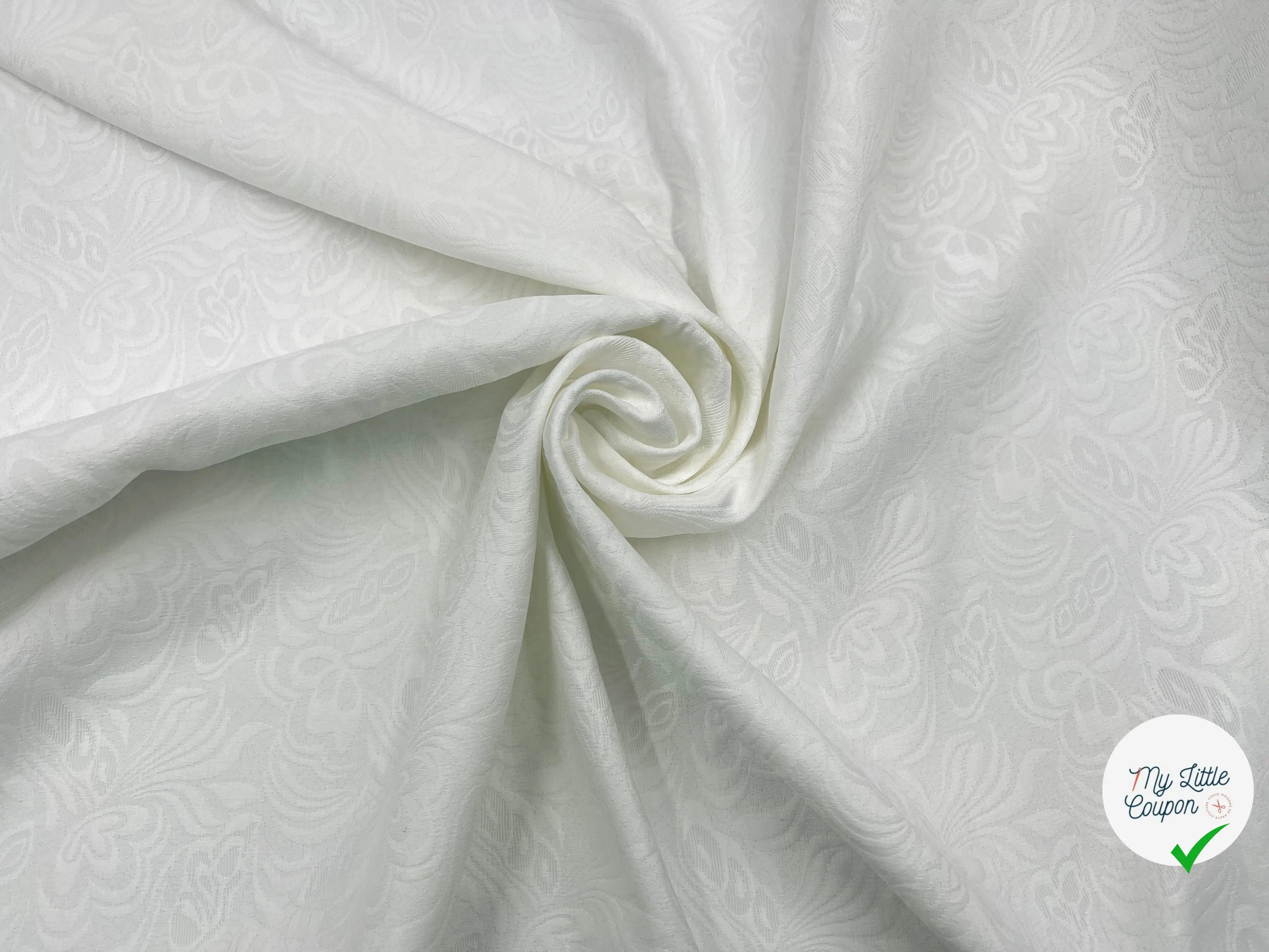 TISSU DAMASSÉ BLANC FLORILÈGE MSO