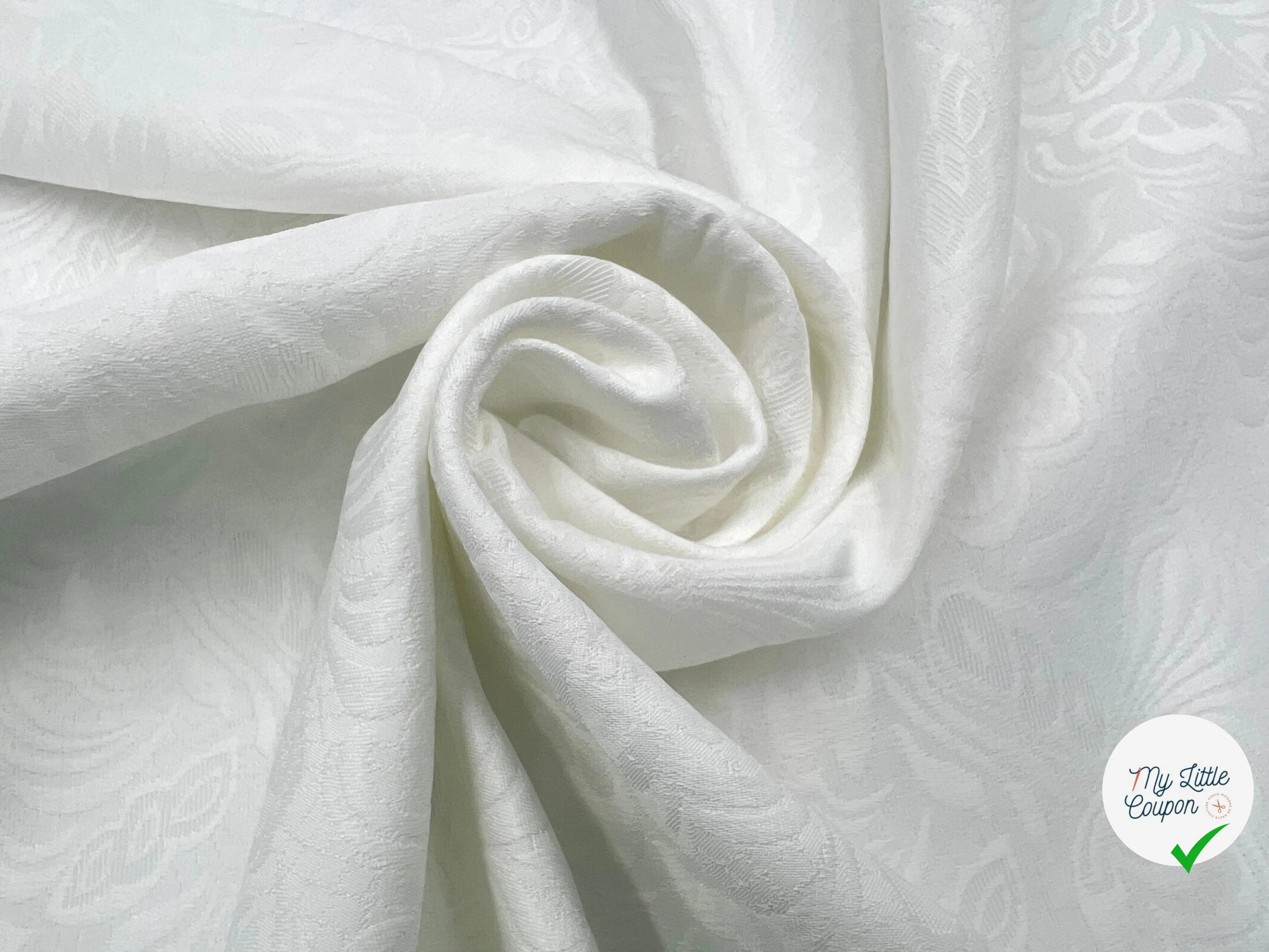 TISSU DAMASSÉ BLANC FLORILÈGE MSO