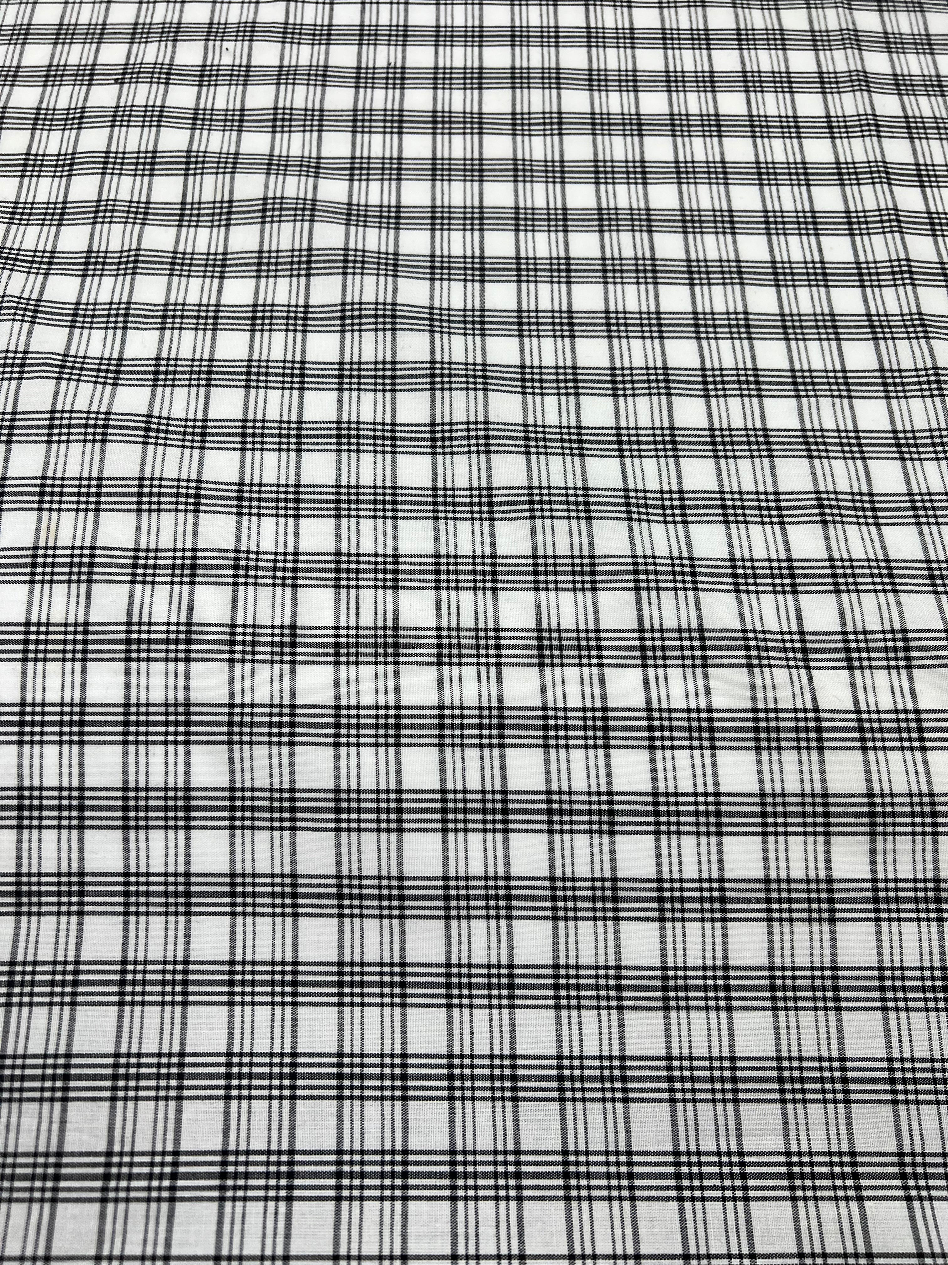 TISSU DE COTON CARREAUX NOIR ET BLANC MSO