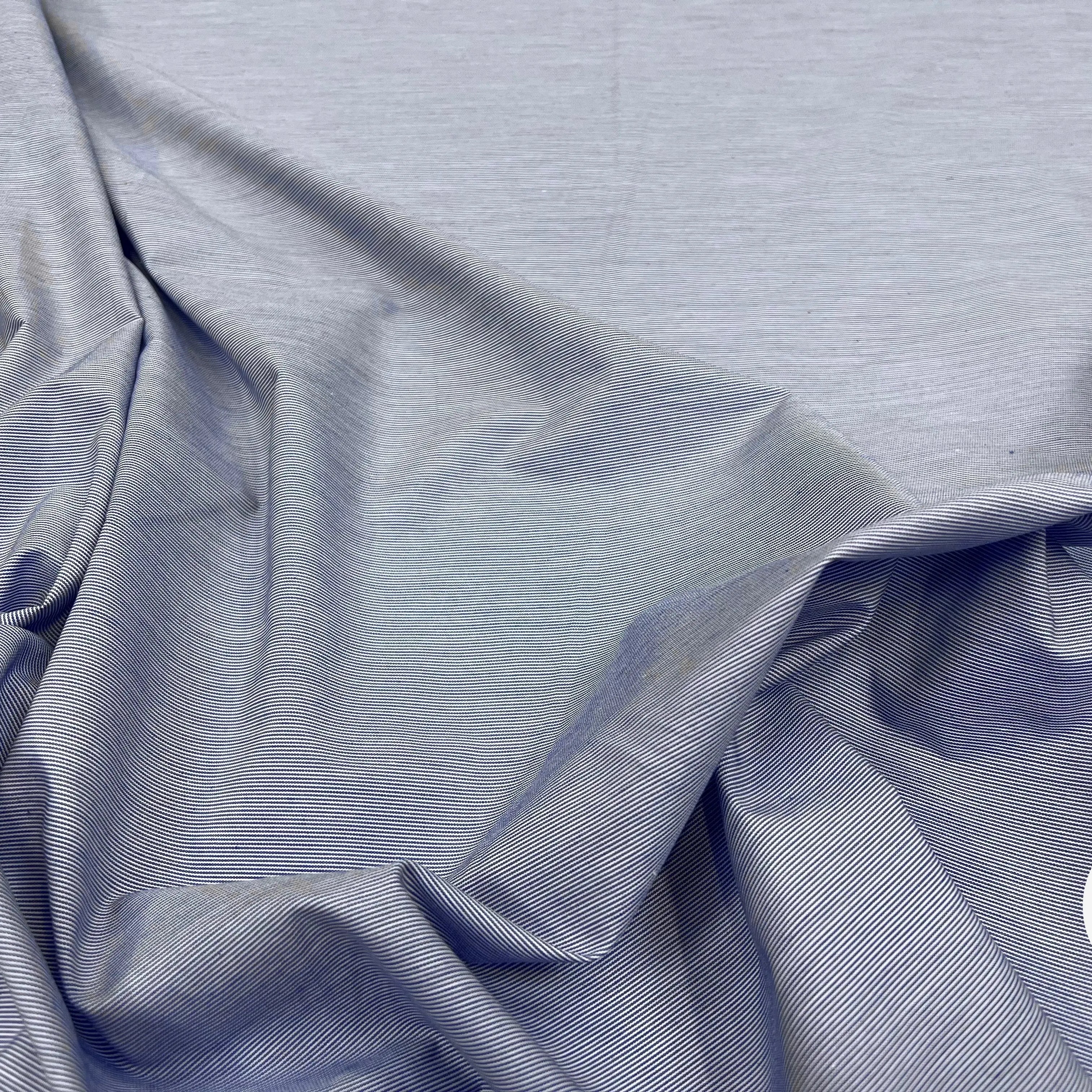 TISSU DE COTON CHEMISE FINE RAYURE BLEU CIEL MSO