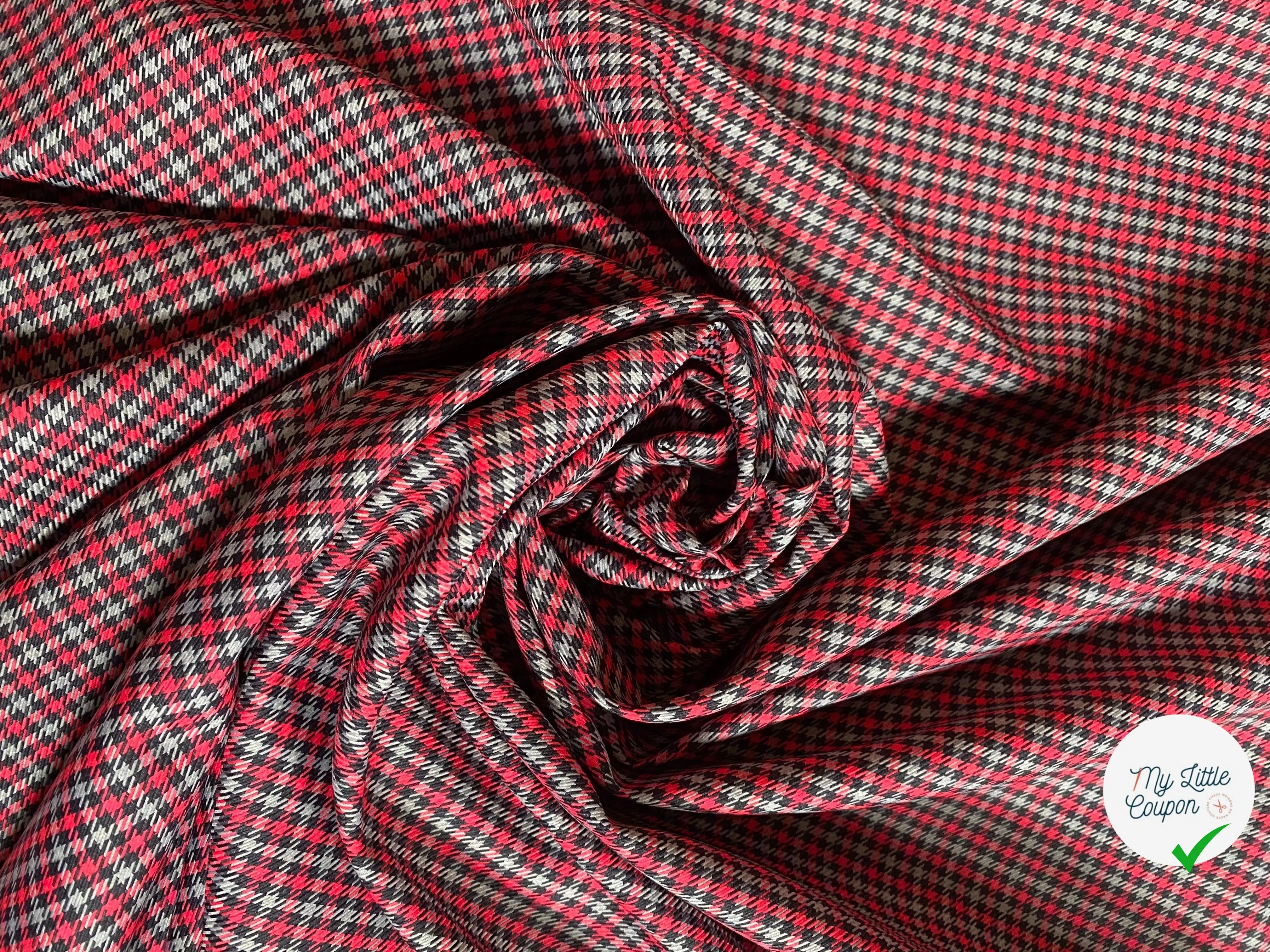 TISSU ÉPAIS PETIT CARREAUX NOIR GRIS ROSE - My Little Coupon - tissu - coudre